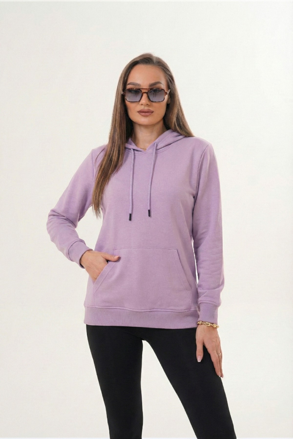 MİSS DÜNYA LİSSA Unisex %100 Pamuk Basic Premium Kapüşonlu Sweatshirt
