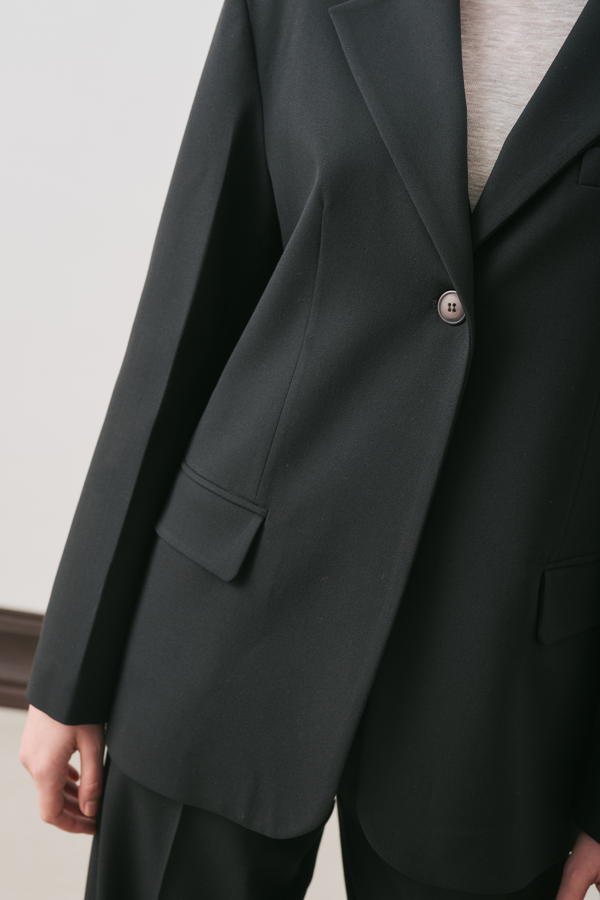 Manuka Jun Tek Düğmeli Blazer Ceket Siyah görsel 6