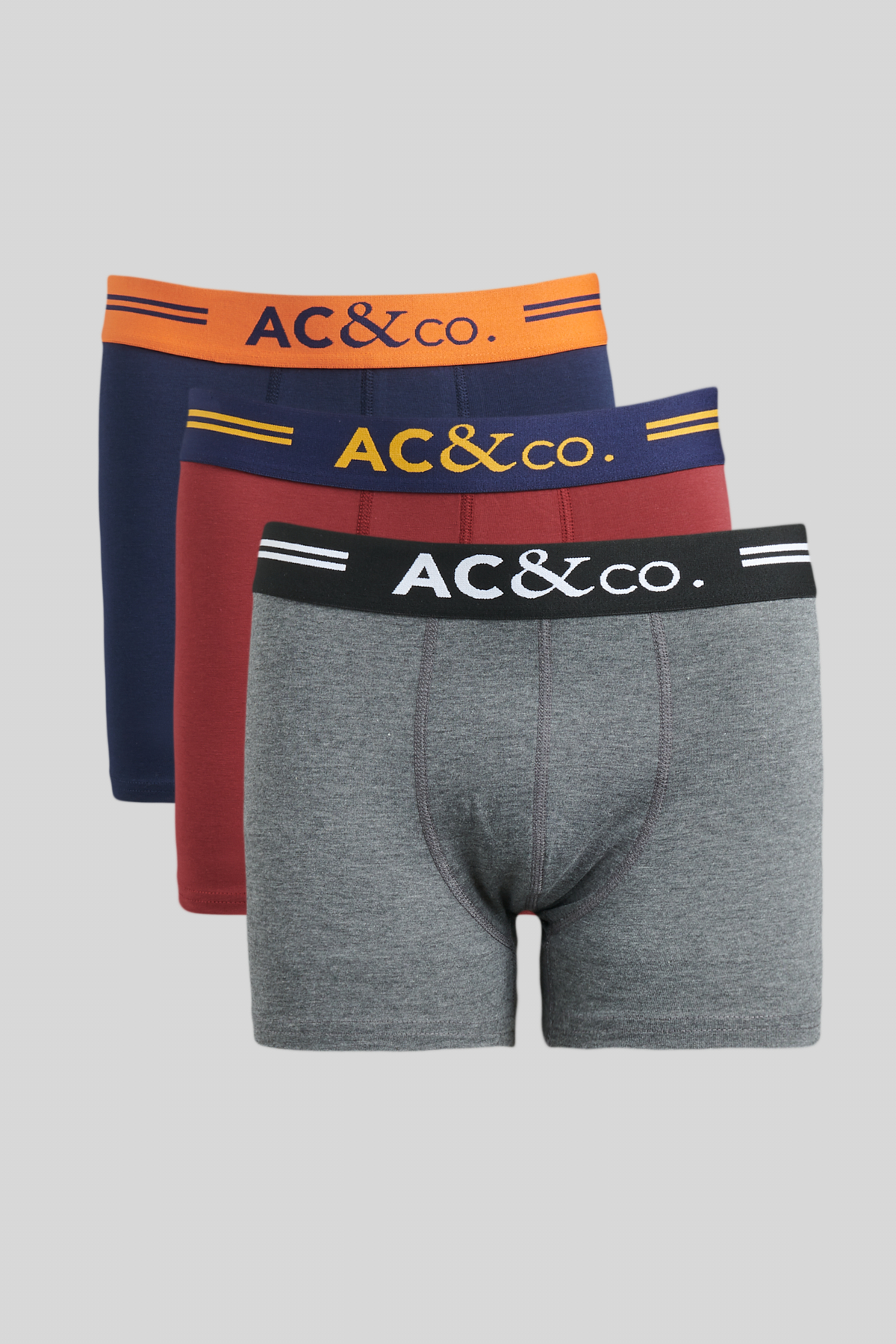 AC&Co / Altınyıldız Classics Erkek Lacivert-Bordo-Antrasit Premium Pamuklu 3'lü Paket Esnek Boxer
