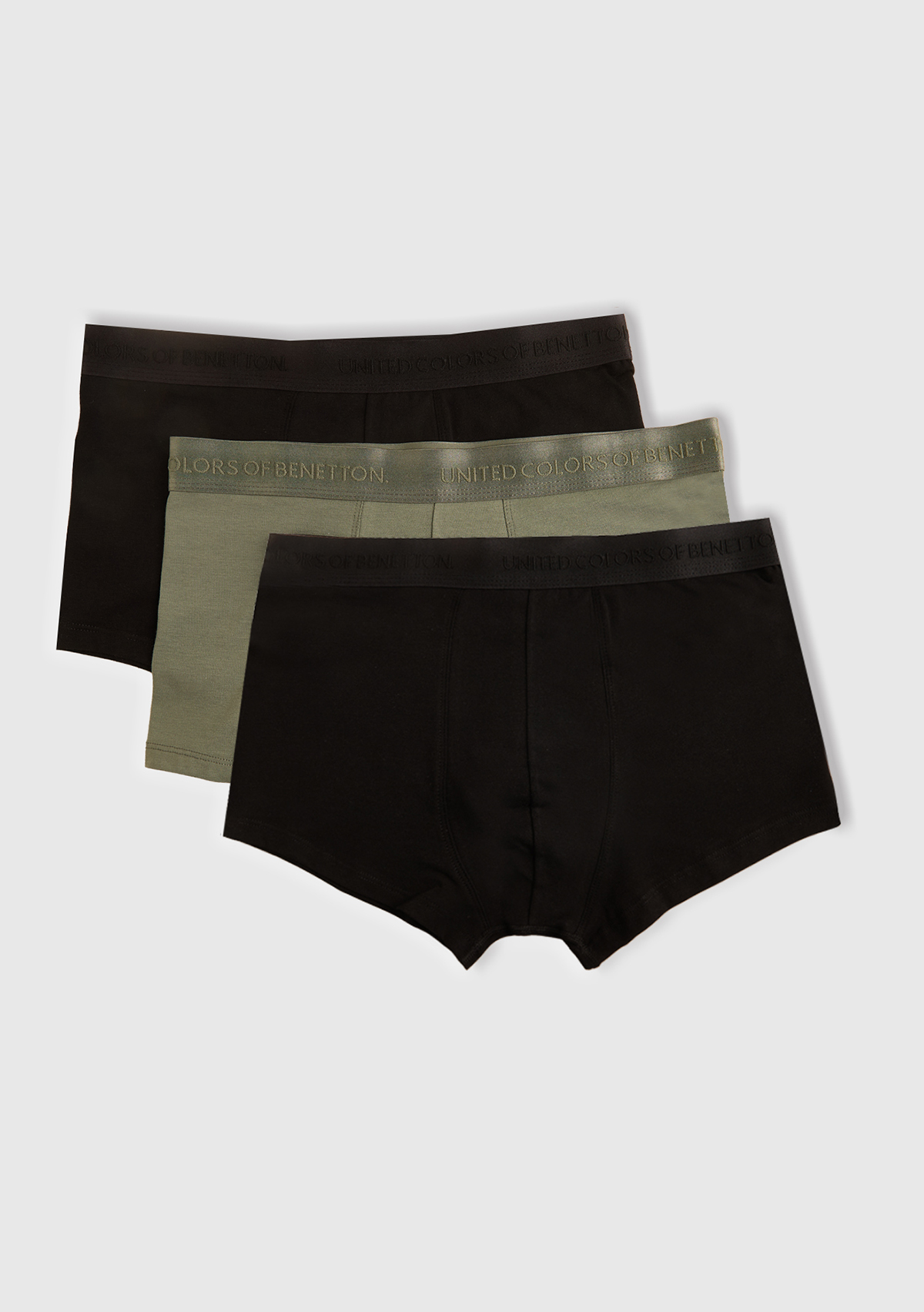 United Colors Of Benetton Erkek Siyah Pamuk Karışımlı Logo Bantlı 3'lü Boxer Seti