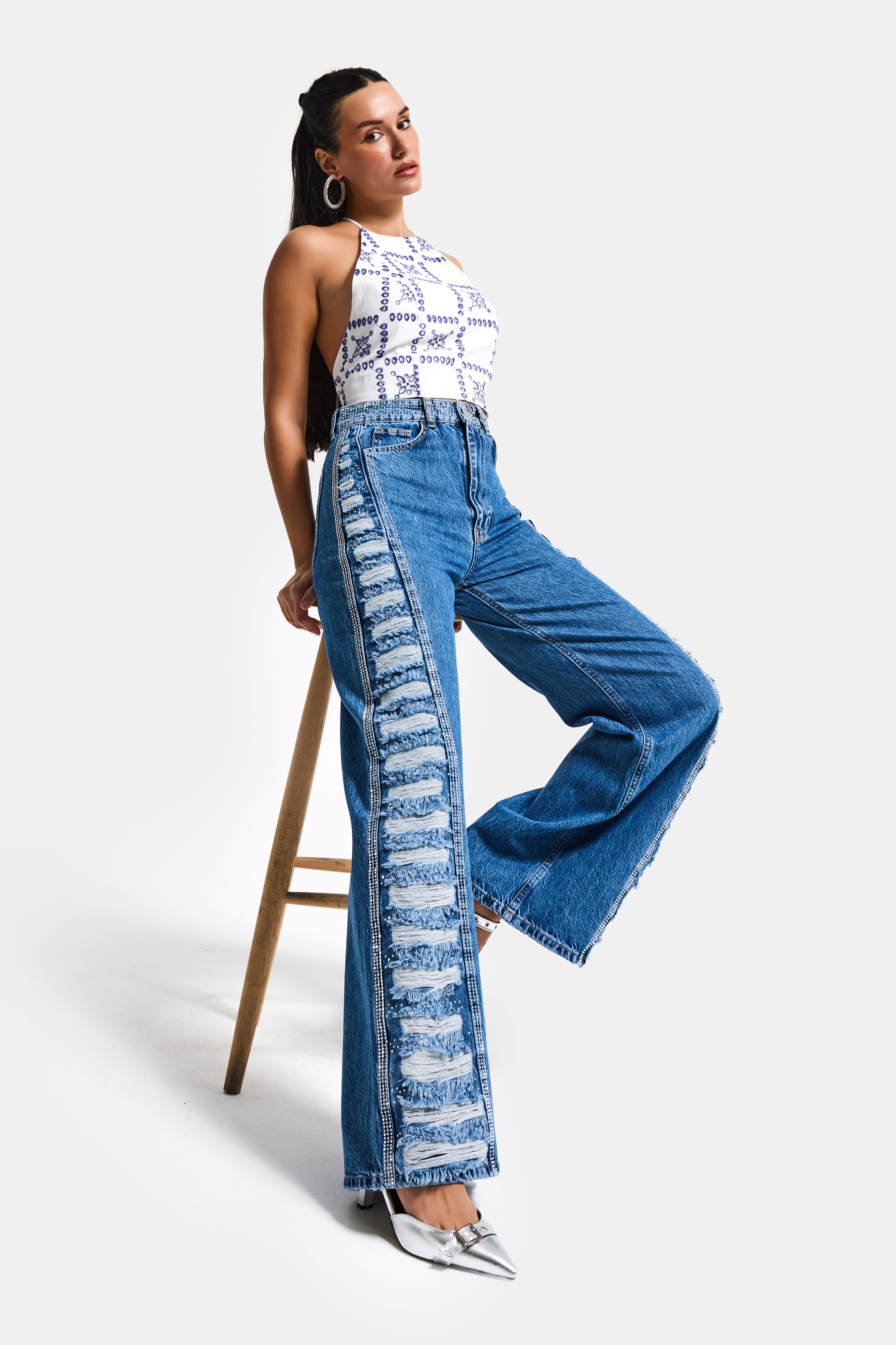 It's Basic Kadın Mavi T-9s6-4 Flare Fit Özel Tasarım Denim Jean