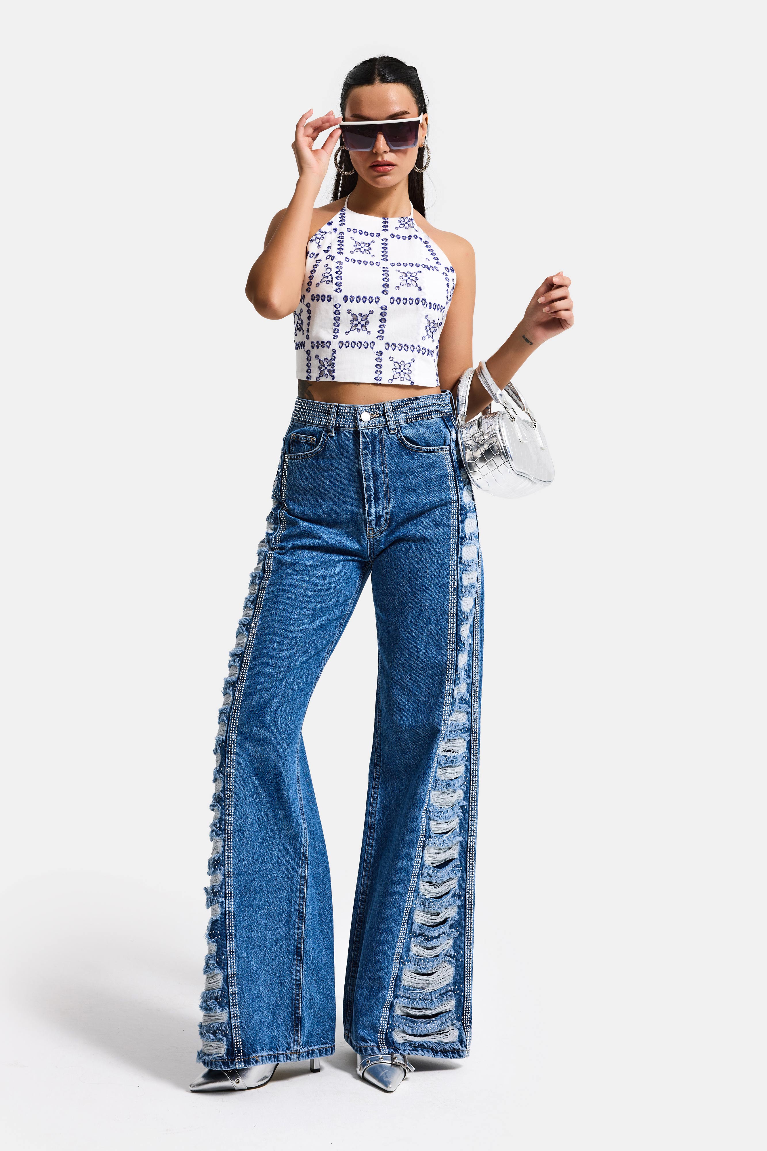 It's Basic Kadın Mavi T-9s6-4 Flare Fit Özel Tasarım Denim Jean görsel 3