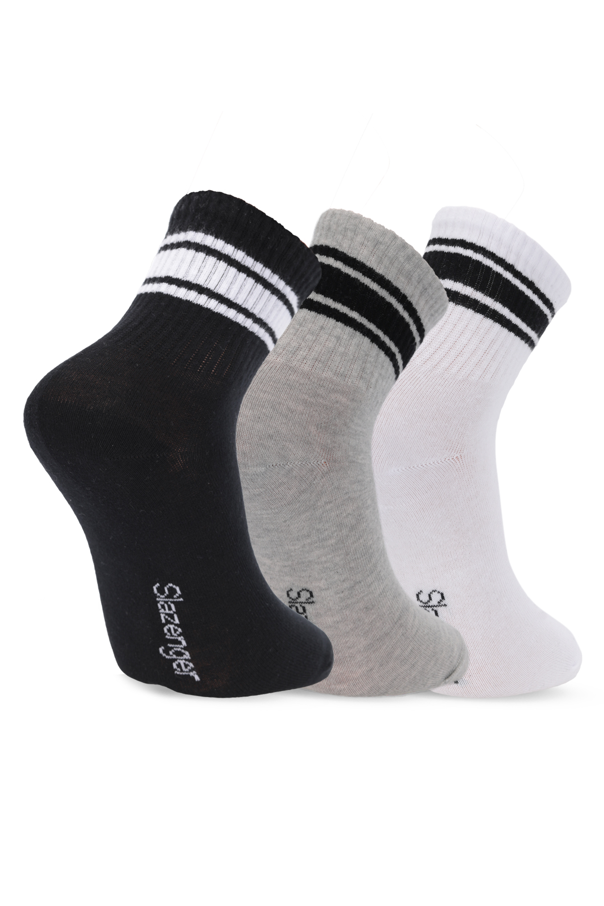 SLAZENGER JELLY 3 lü Erkek Siyah / Gri Çorap görsel 2