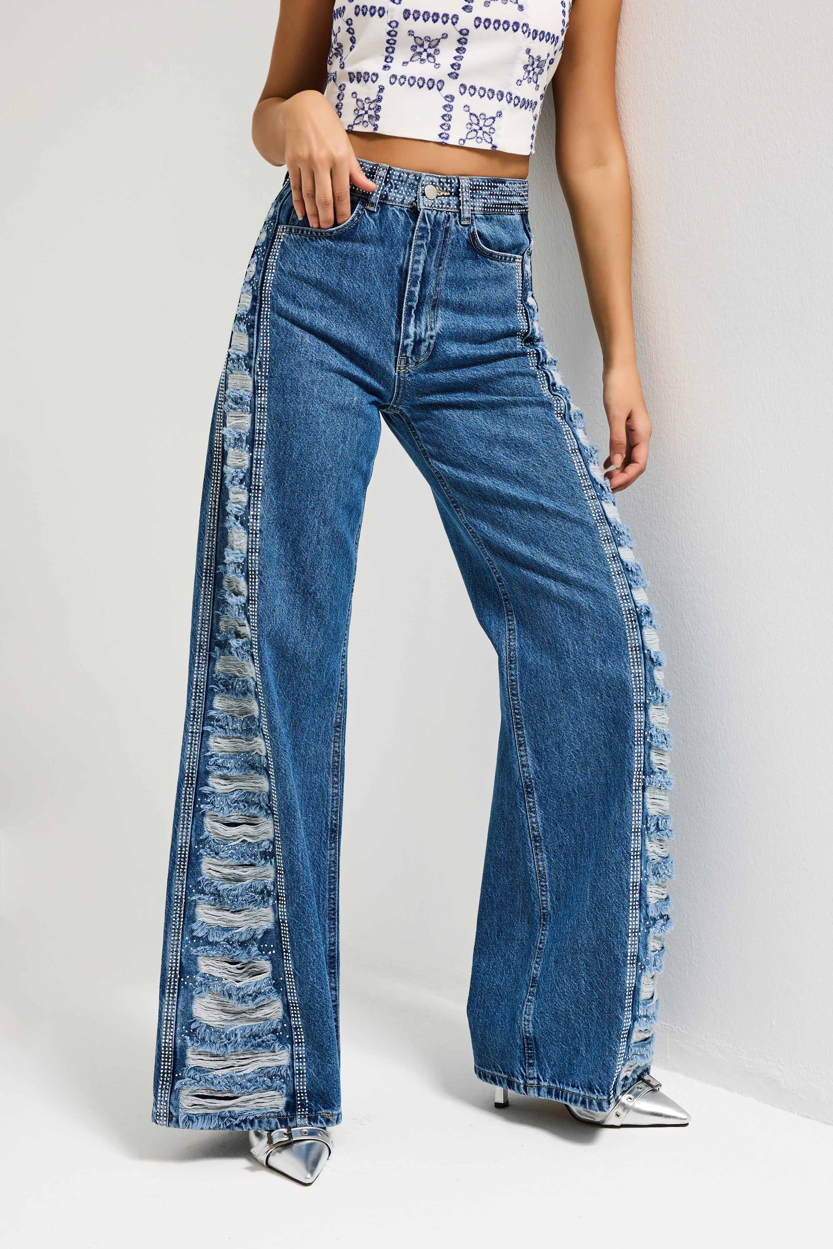 It's Basic Kadın Mavi T-9s6-4 Flare Fit Özel Tasarım Denim Jean görsel 7