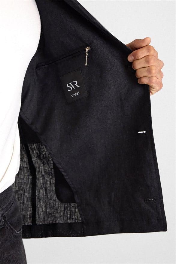 Süvari Siyah Regular Bebe Yaka Düz Poplin Torba Cep 4 Drop Spor Ceket görsel 4