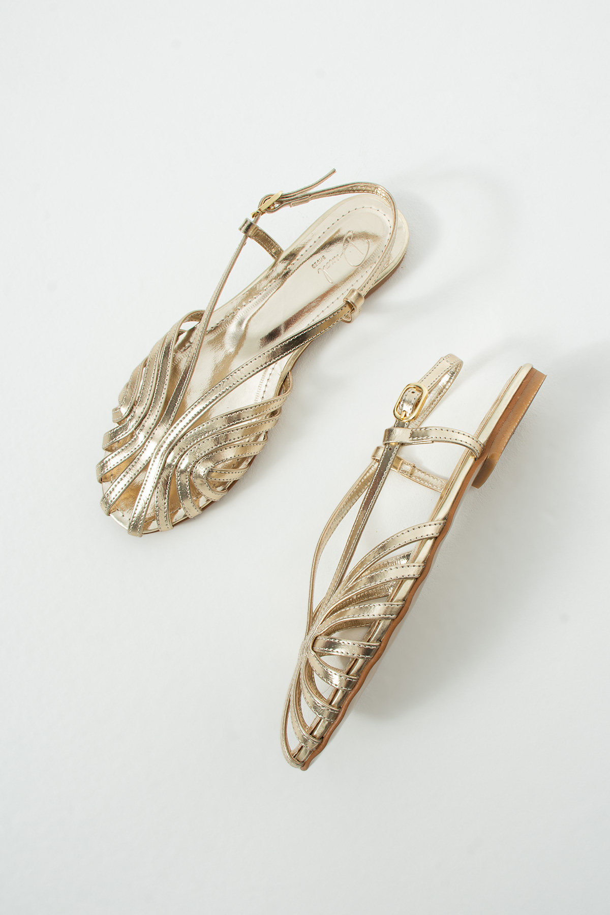 DUXAL SHOES Alba Kafesli İnce Bantlı Düz Tabanlı Günlük Kadın Sandalet görsel 2