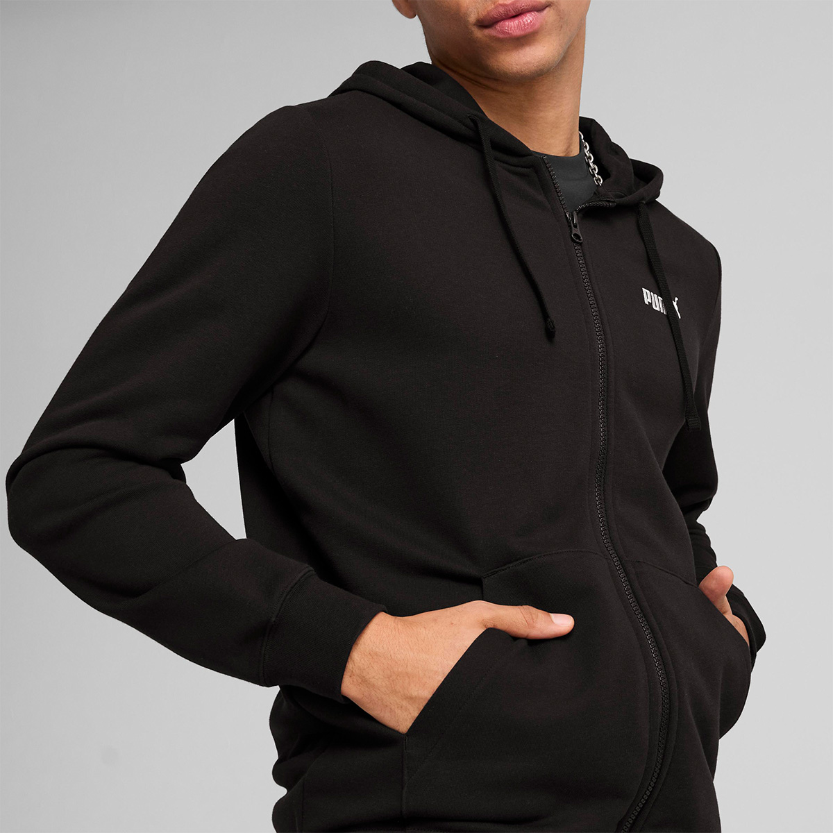 Puma Essentials Siyah Kapüşonlu Erkek Fermuarlı Sweatshirt Hırka görsel 2