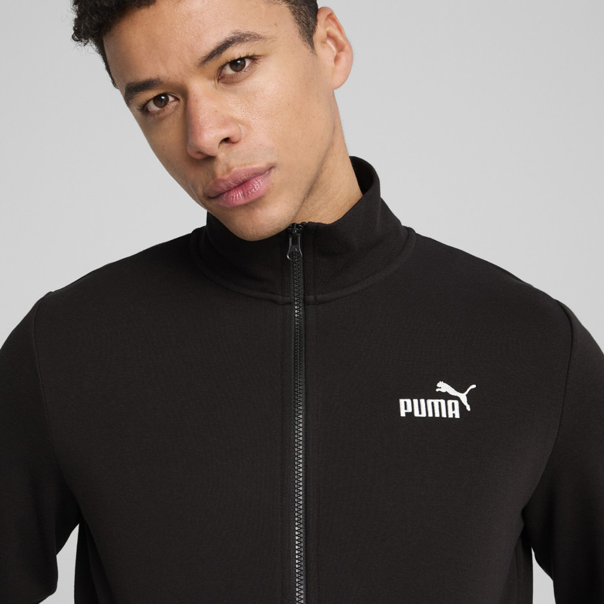Puma Essentials No 1 Logo Track Siyah Dik Yaka Erkek Fermuarlı Sweatshirt Hırka görsel 2