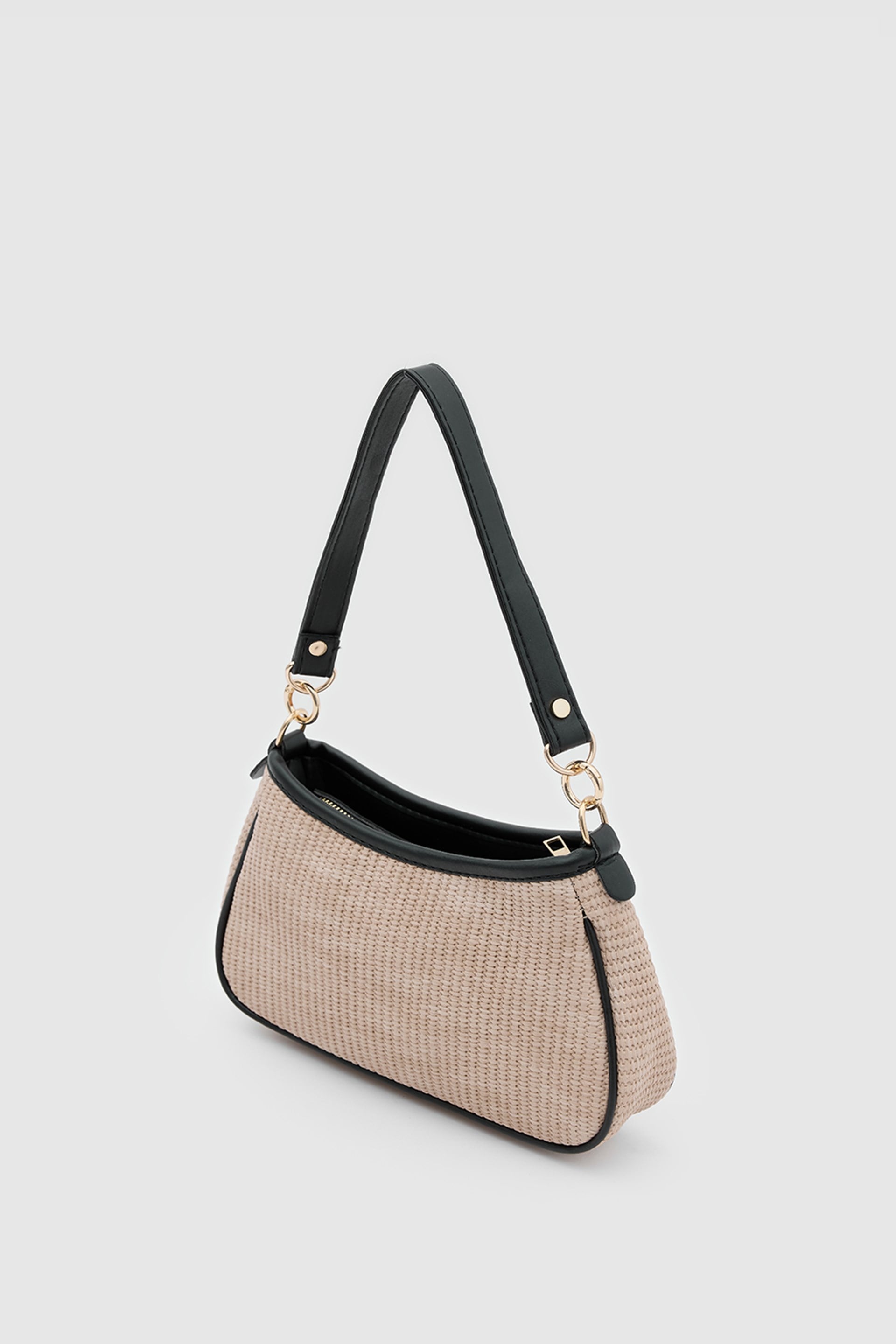 Shulebags Farme Hasır Baget Çanta Bej görsel 3