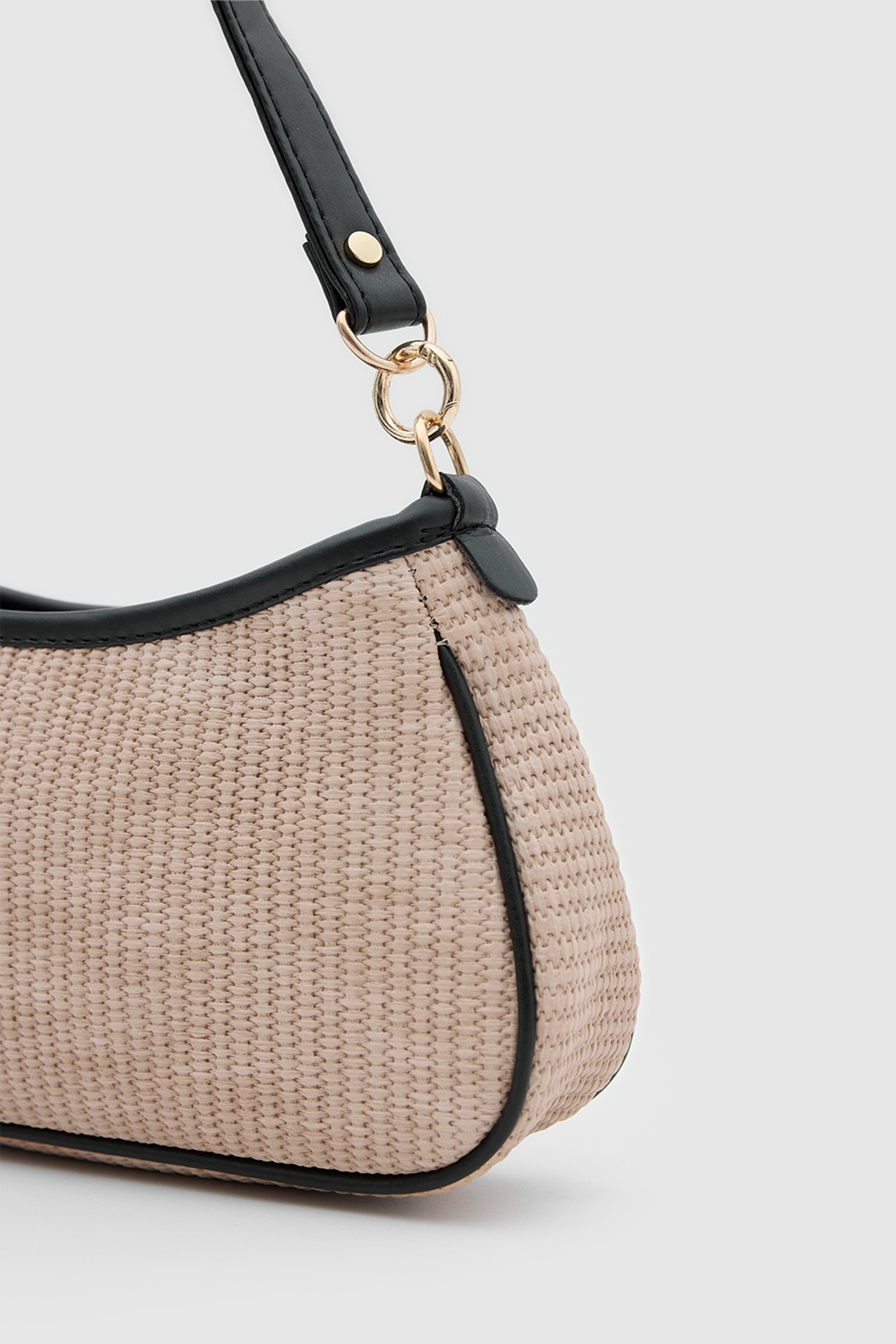 Shulebags Farme Hasır Baget Çanta Bej görsel 5