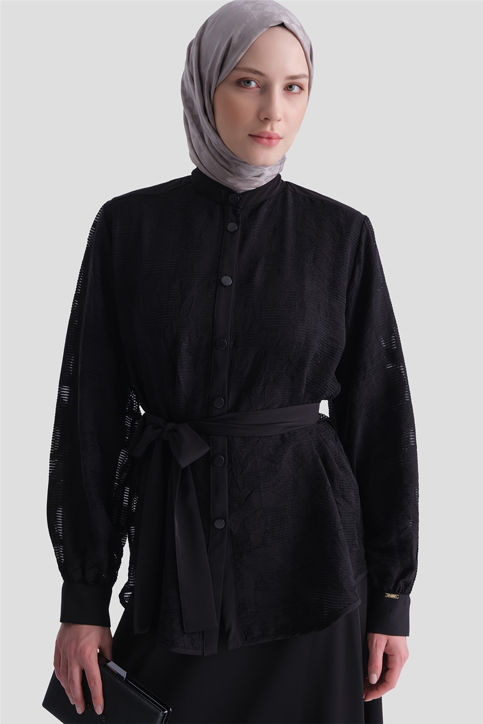 ARMİNE Jakarlı Tunik Takım Siyah
