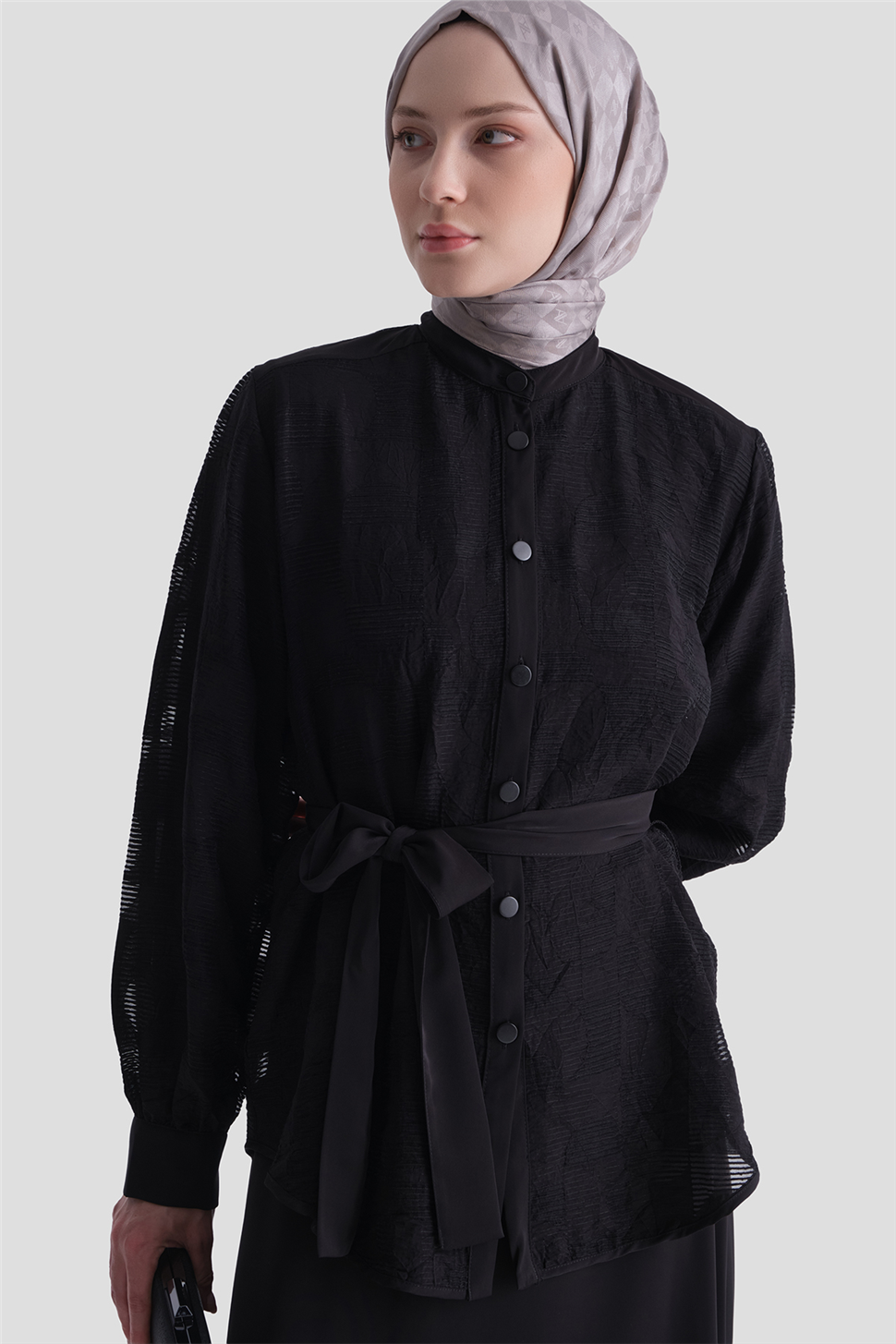 ARMİNE Jakarlı Tunik Takım Siyah görsel 4