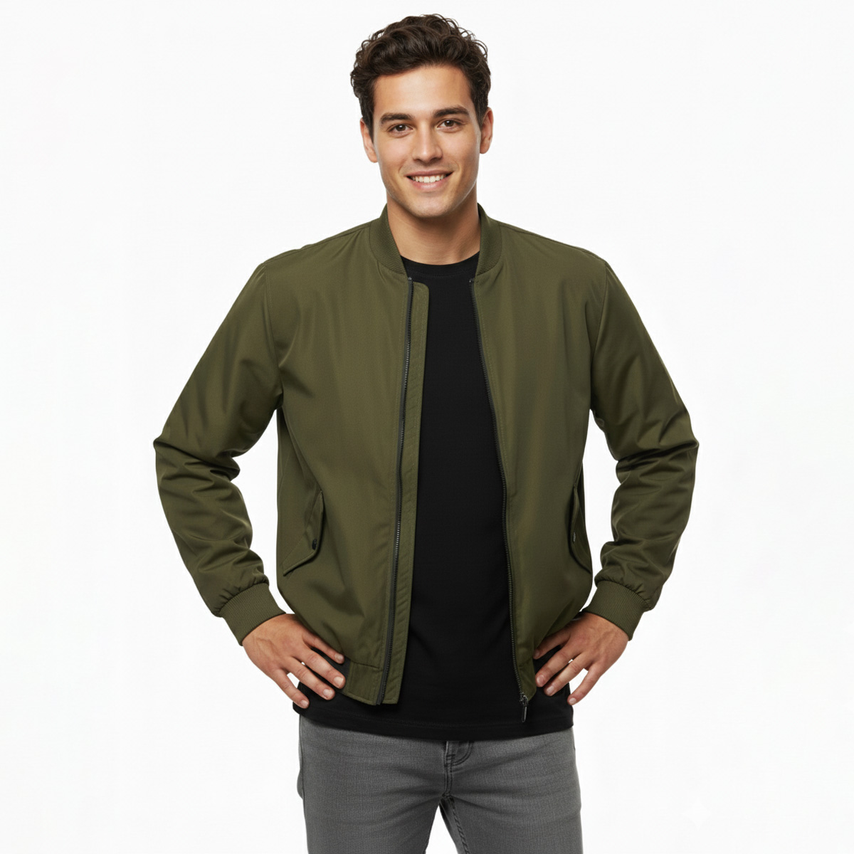 Only&Sons Russel Padded Bomber Erkek Haki Dik Yaka Ceket