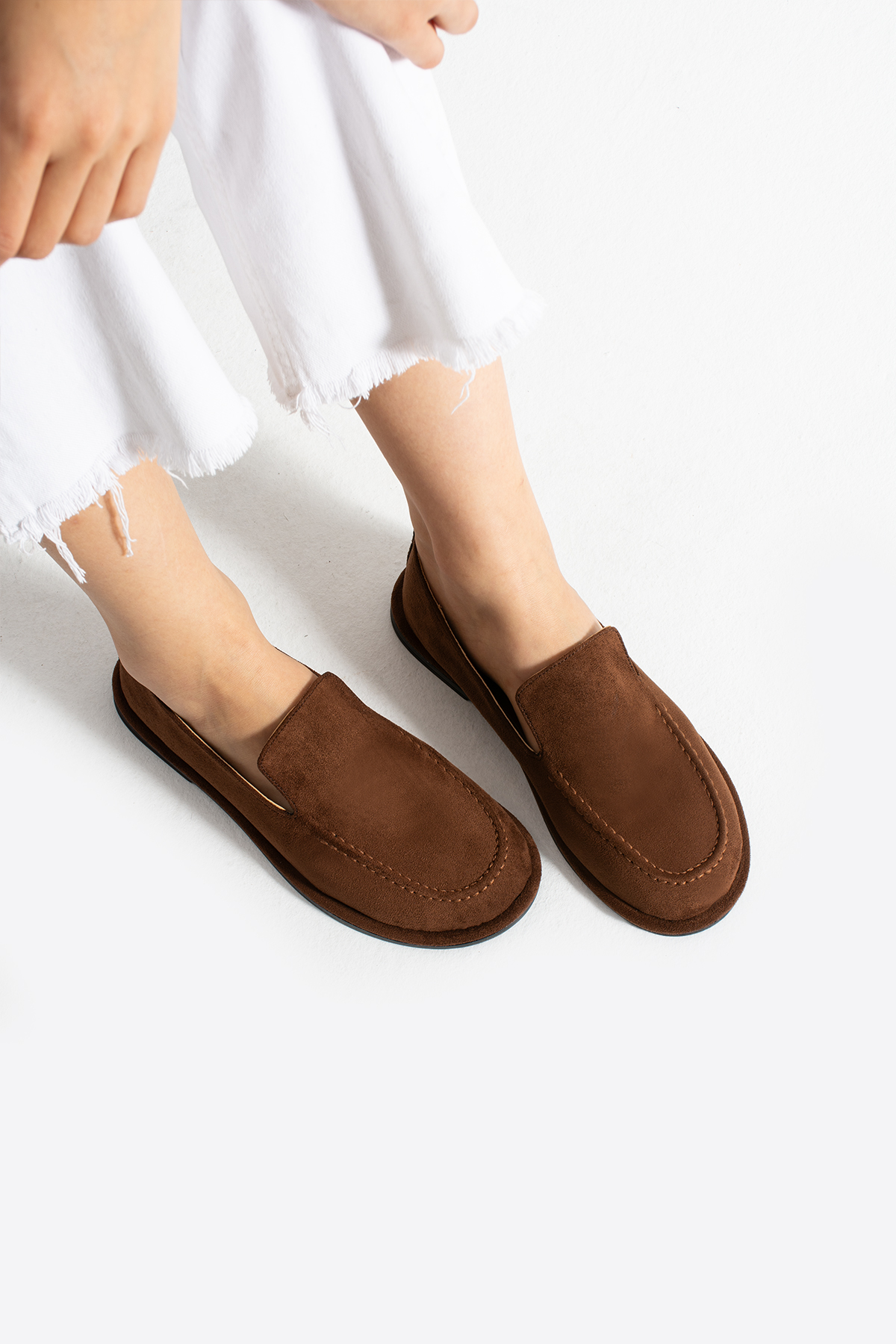 DUXAL SHOES Konforlu Kadın Süet Mokasen Ayakkabı Loafer görsel 3