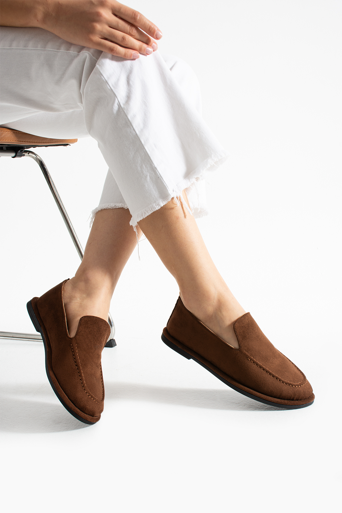 DUXAL SHOES Konforlu Kadın Süet Mokasen Ayakkabı Loafer görsel 7