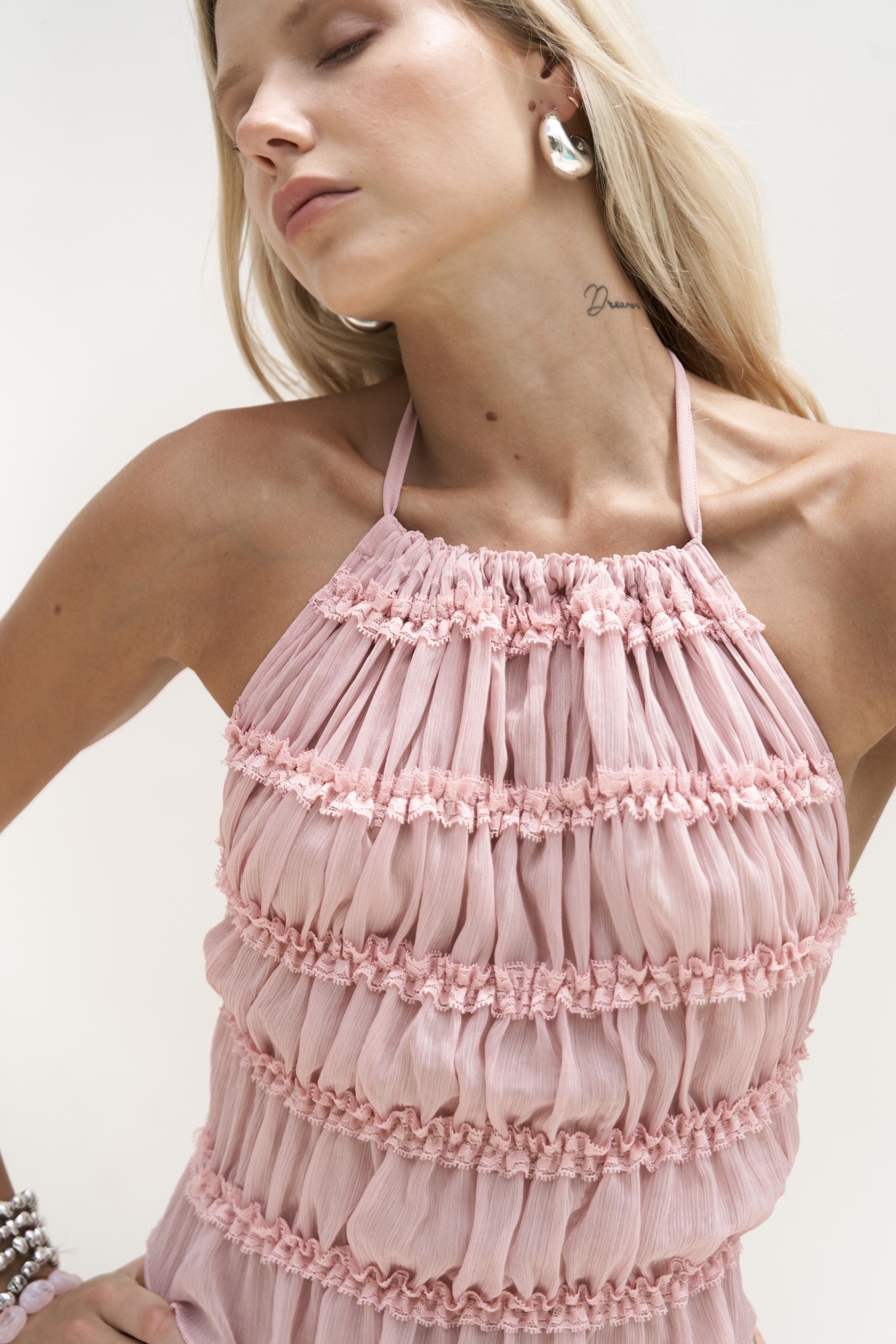 Bohemai Sofi Transparan Pembe Crop Etek Takım görsel 8