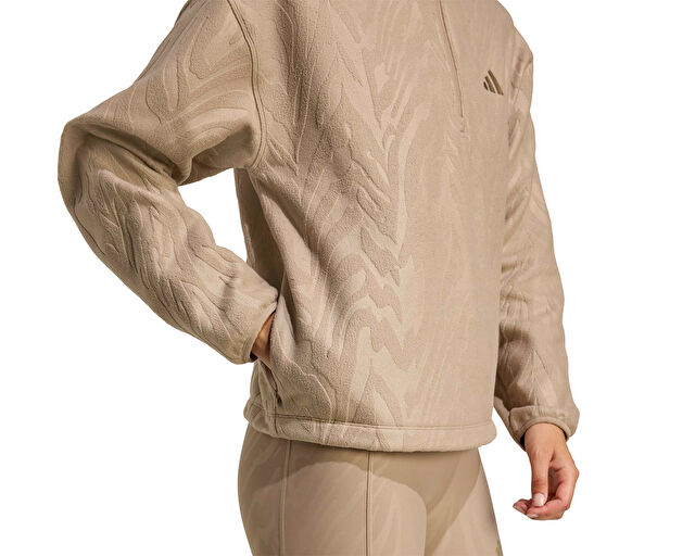 Adidas Aop Polarfleece Kadın Günlük Ceket JX3122 Krem görsel 3