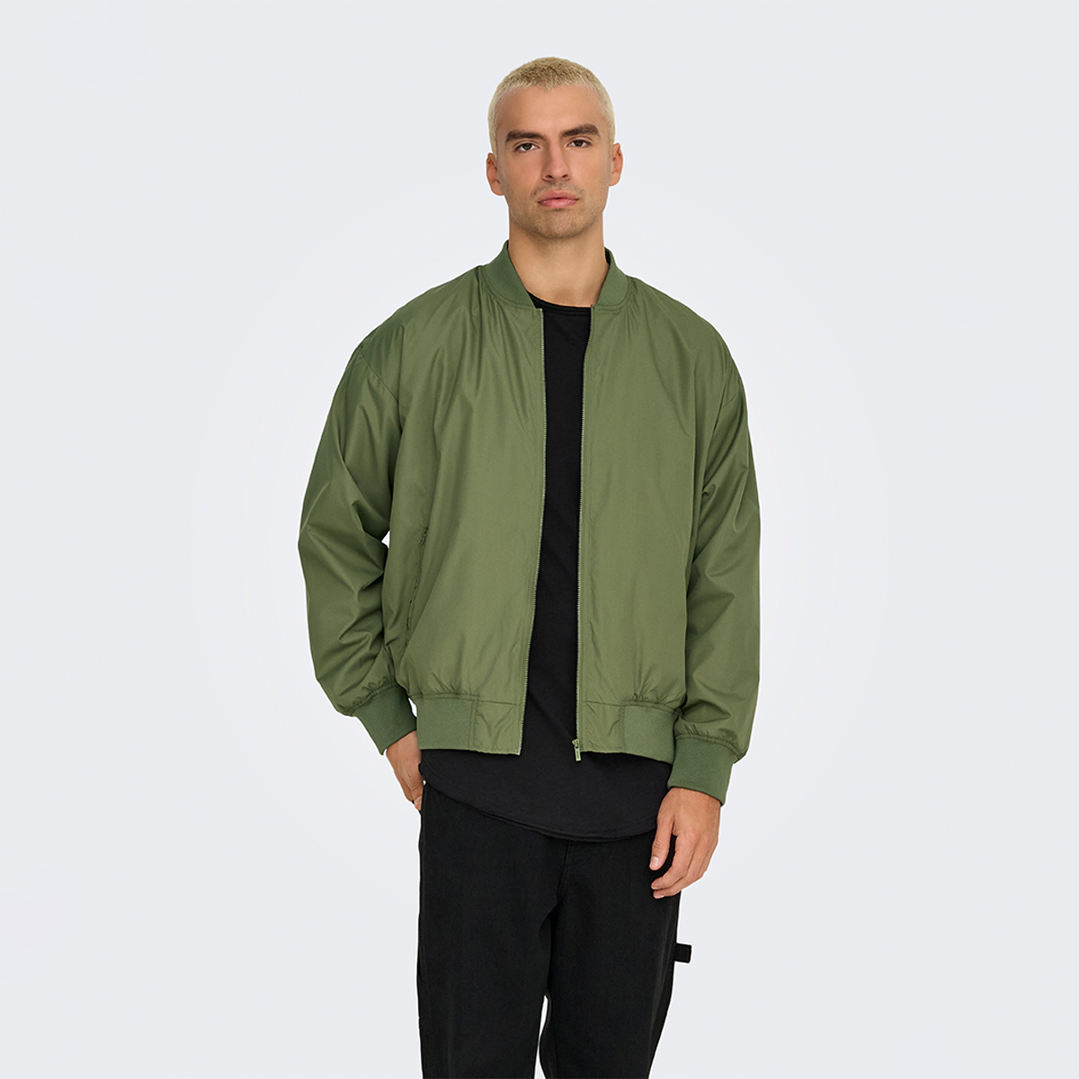 Only&Sons Gavin Bomber Erkek Haki Dik Yaka Ceket