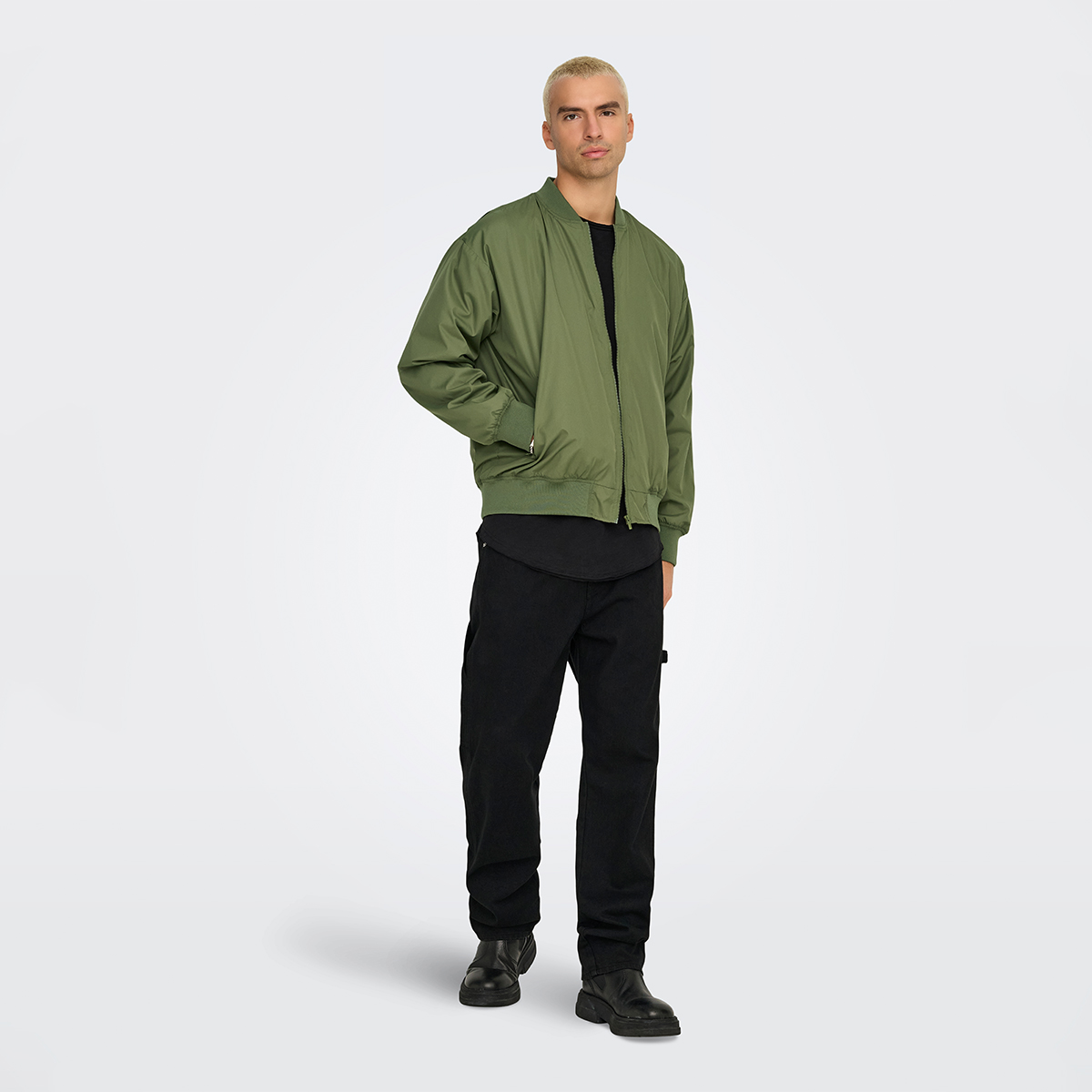 Only&Sons Gavin Bomber Erkek Haki Dik Yaka Ceket görsel 3
