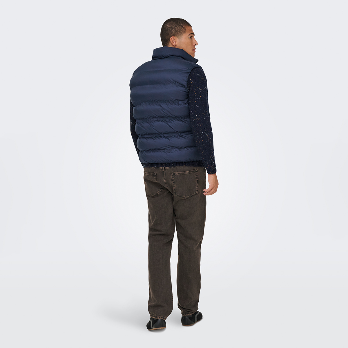 Only&Sons Union Seamless Life Puffer Erkek Lacivert Dik Yaka Yelek görsel 4