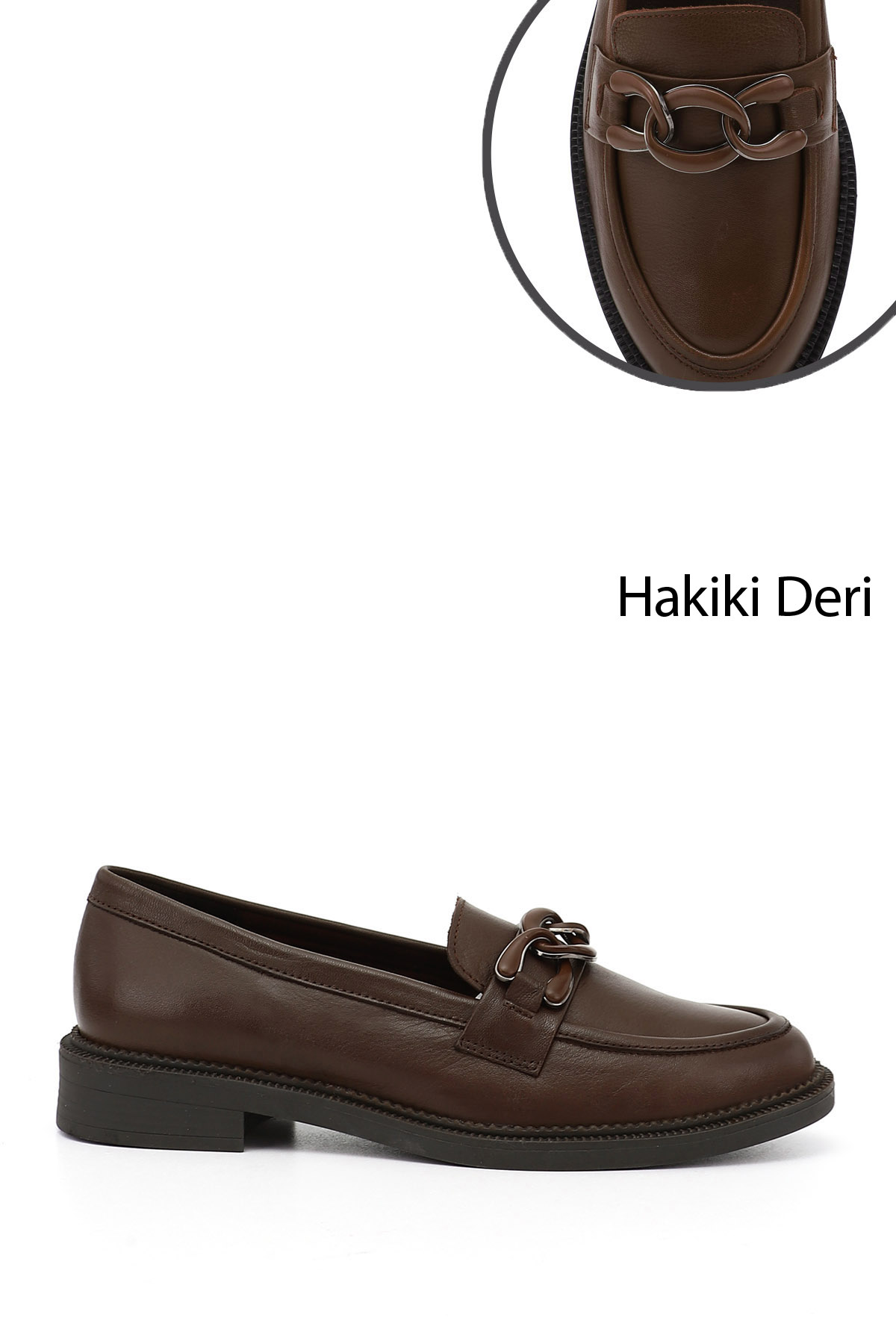 GÖNDERİ(R) Kadın TÜTÜN KAHVE Tokalı Hakiki Deri Loafer Ayakkabı