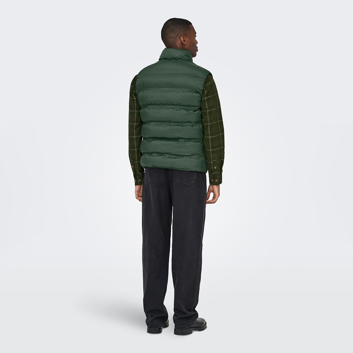 Only&Sons Union Seamless Life Puffer Erkek Haki Dik Yaka Yelek görsel 4