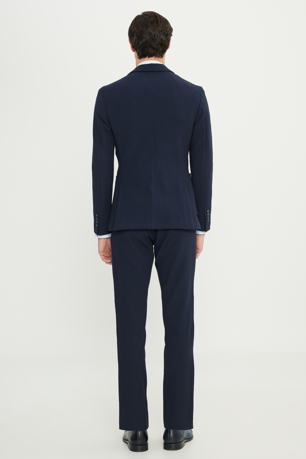 Altınyıldız Classics Erkek Lacivert Pamuklu Slim Fit Mono Yaka Torba Cepli Esnek Takım Elbise görsel 6