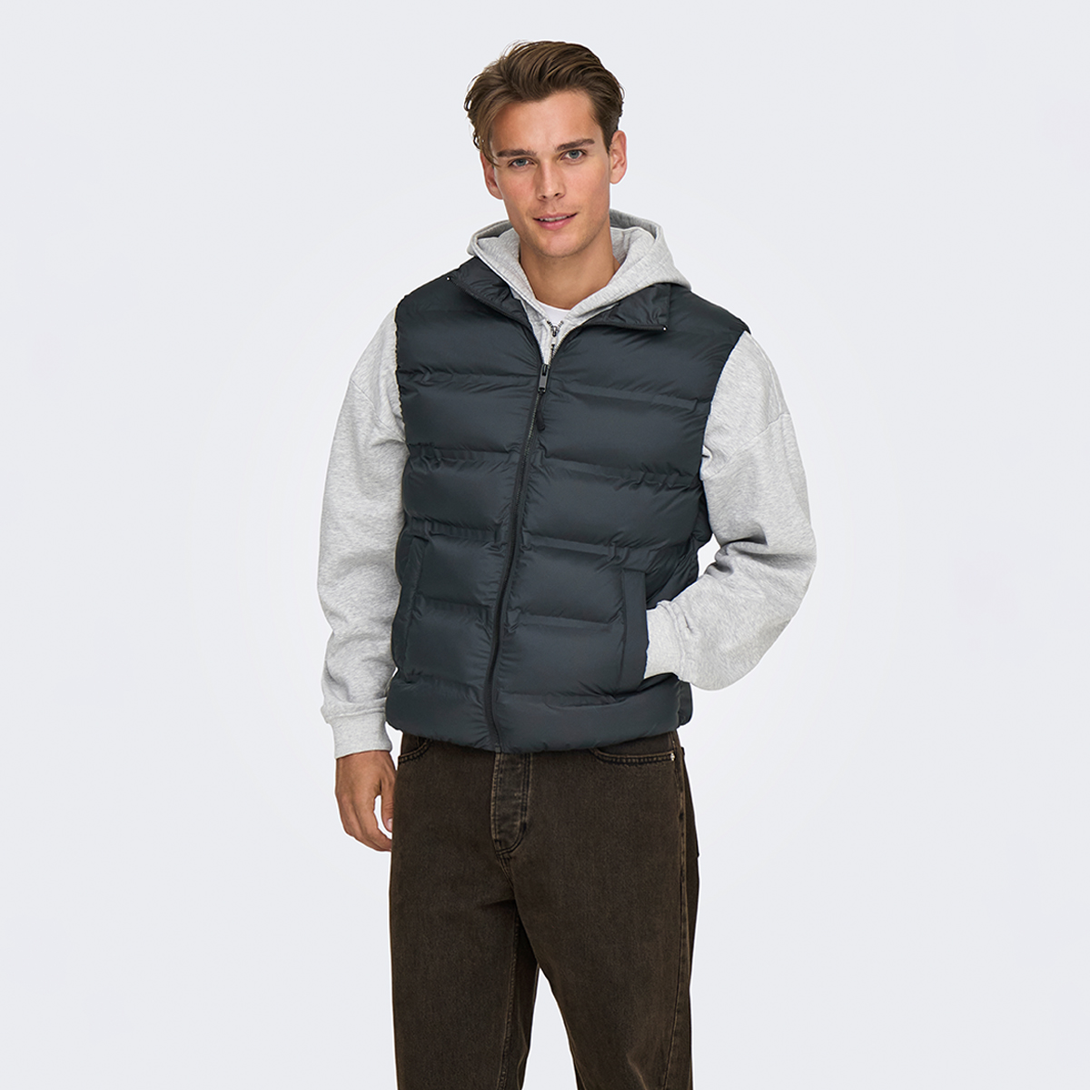 Only&Sons Union Seamless Life Puffer Erkek Siyah Dik Yaka Yelek