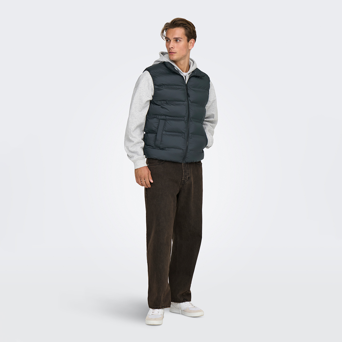 Only&Sons Union Seamless Life Puffer Erkek Siyah Dik Yaka Yelek görsel 3