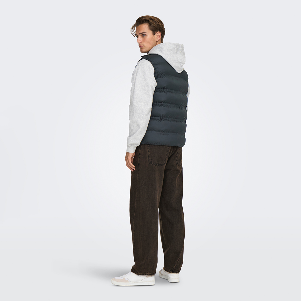 Only&Sons Union Seamless Life Puffer Erkek Siyah Dik Yaka Yelek görsel 4
