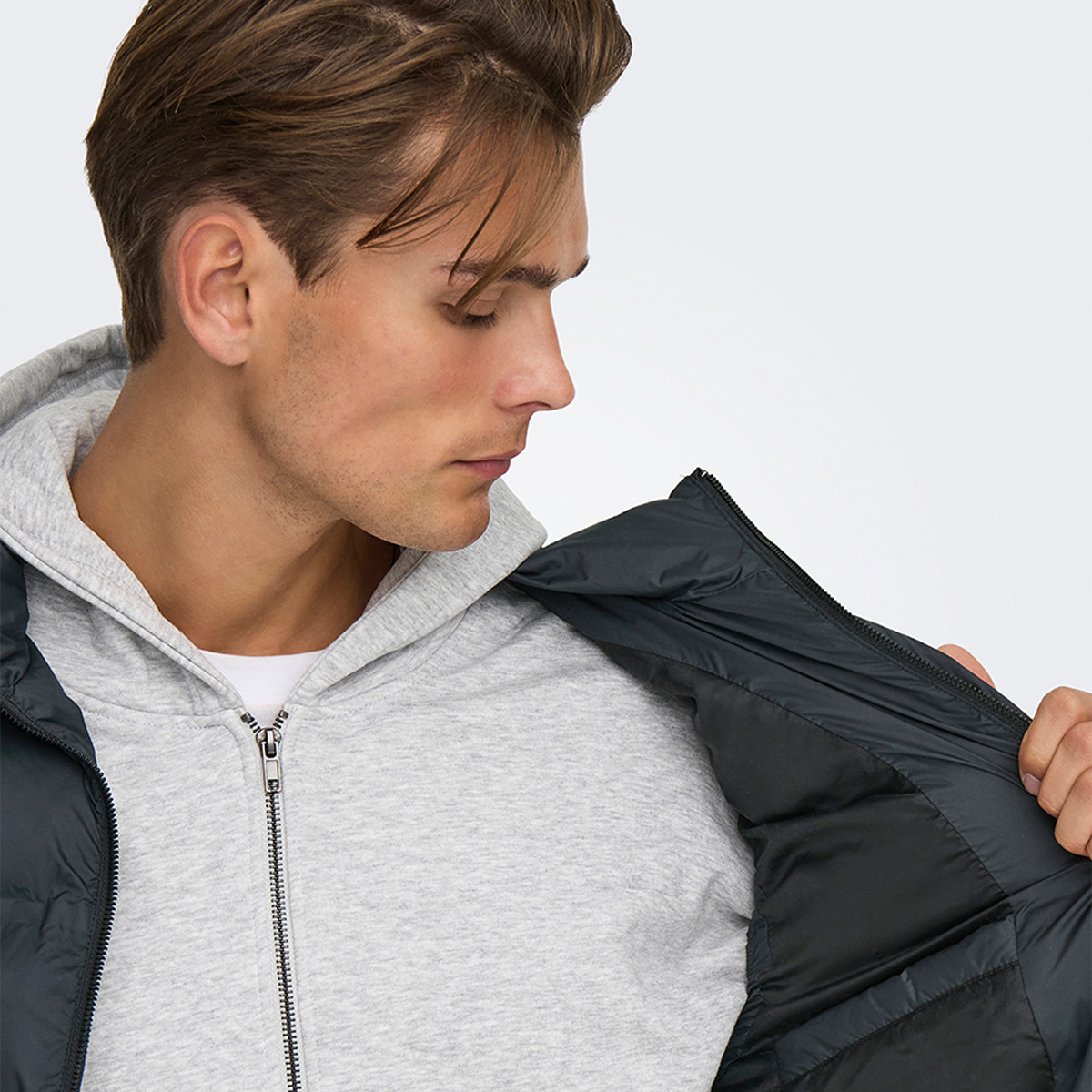 Only&Sons Union Seamless Life Puffer Erkek Siyah Dik Yaka Yelek görsel 5