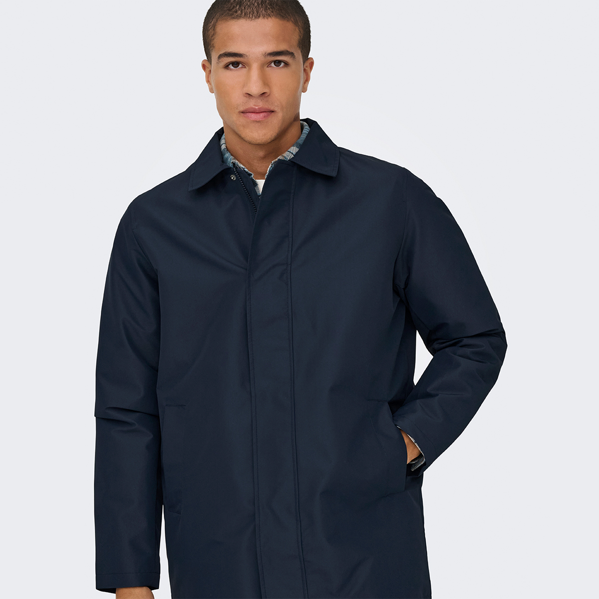 Only&Sons Hall Coat Erkek Lacivert Klasik Yaka Mont görsel 2