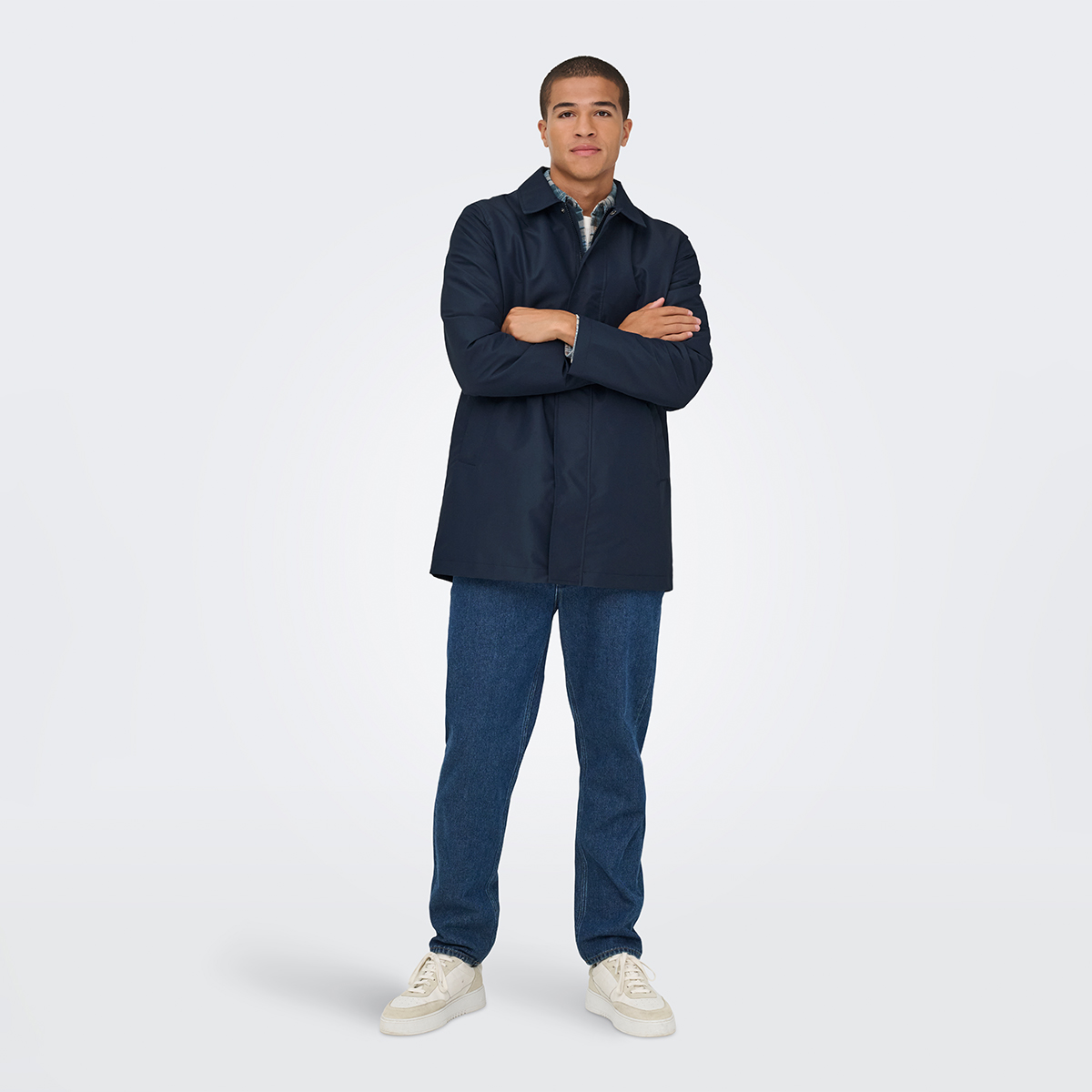 Only&Sons Hall Coat Erkek Lacivert Klasik Yaka Mont görsel 3