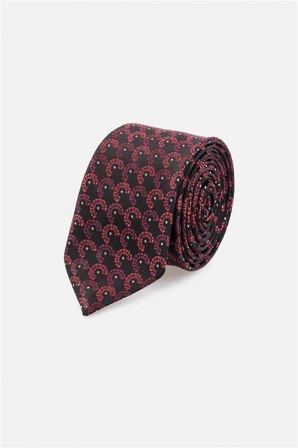 Süvari Bordo Baskılı Kravat
