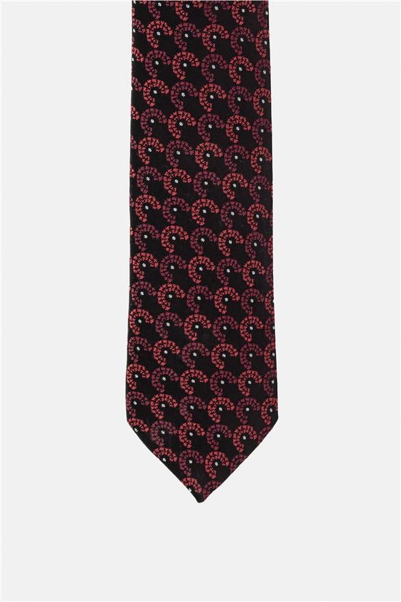 Süvari Bordo Baskılı Kravat görsel 2