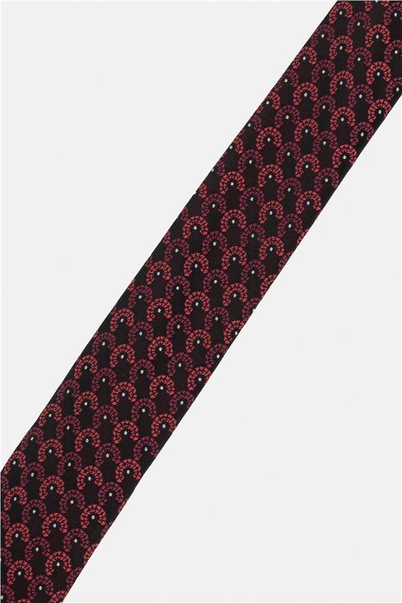 Süvari Bordo Baskılı Kravat görsel 3