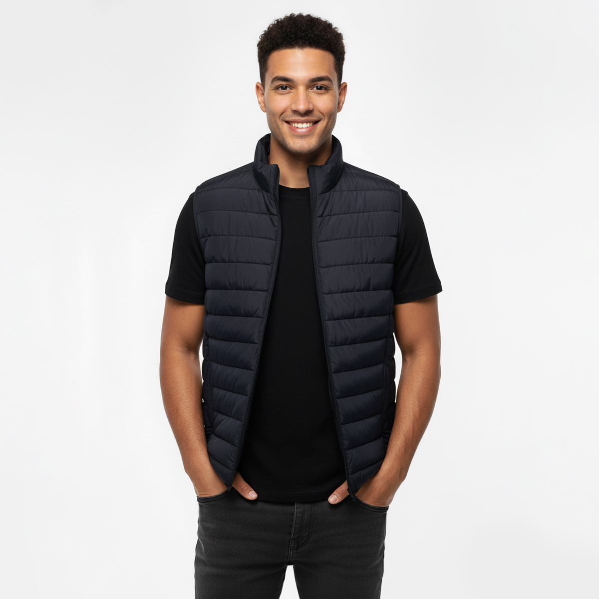 Only&Sons Brody Quilt Erkek Lacivert Dik Yaka Yelek