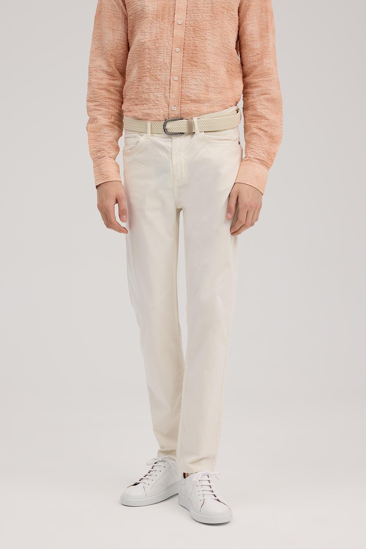 JAKAMEN Krem Slim Fit 5 Cep Spor Pantolon