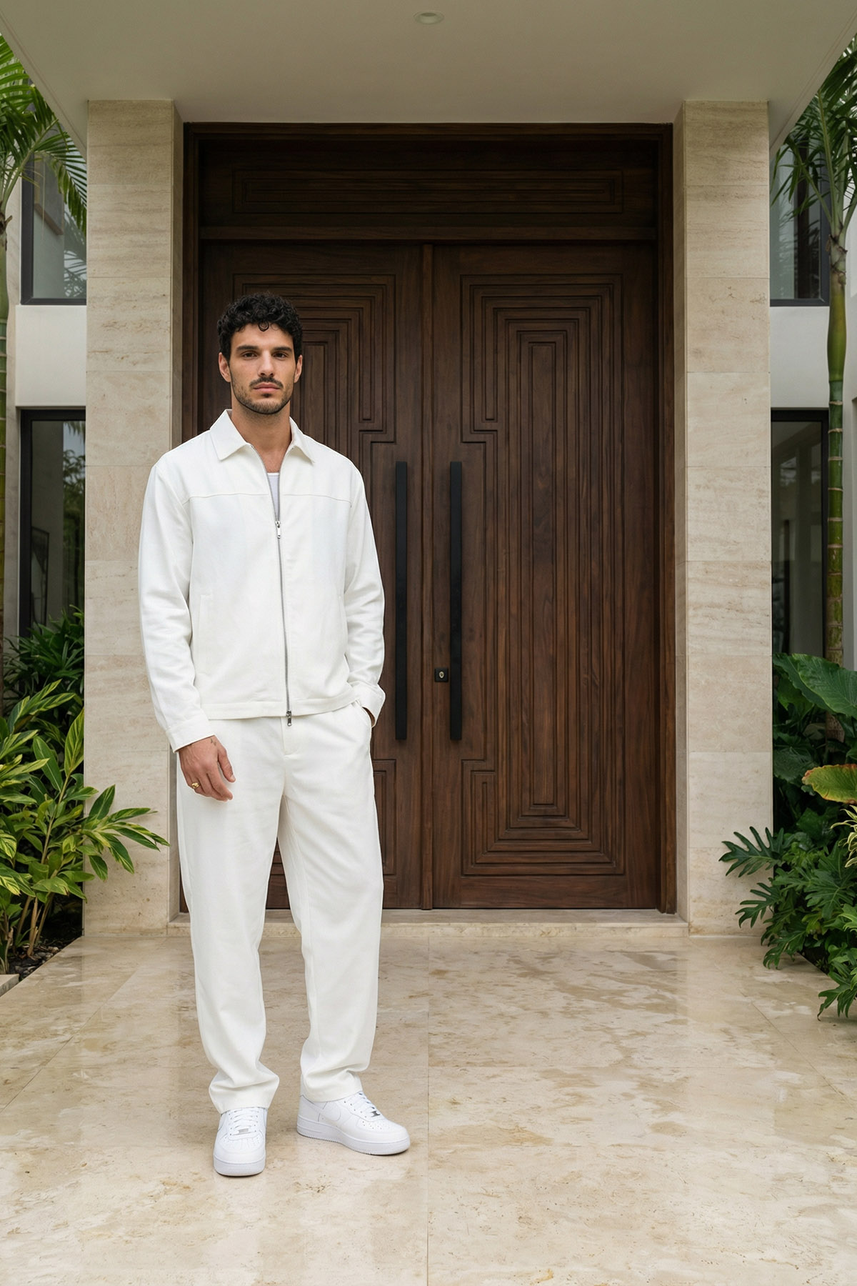 Livio Ferri Artigas Premium Fermuarlı Düz Basic Ceket Pantolon Erkek Takım Relax Kalıp görsel 2