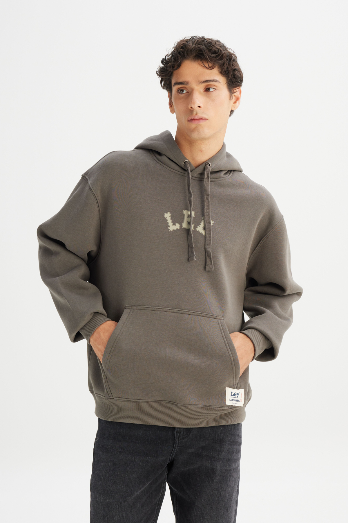 Lee Pamuklu Regular Fit Kapüşonlu İçi Polarlı Sweatshirt görsel 3
