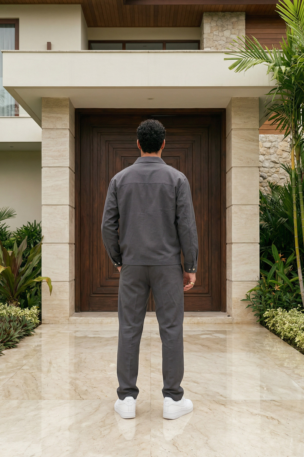 Livio Ferri Artigas Premium Fermuarlı Düz Basic Ceket Pantolon Erkek Takım Relax Kalıp görsel 5