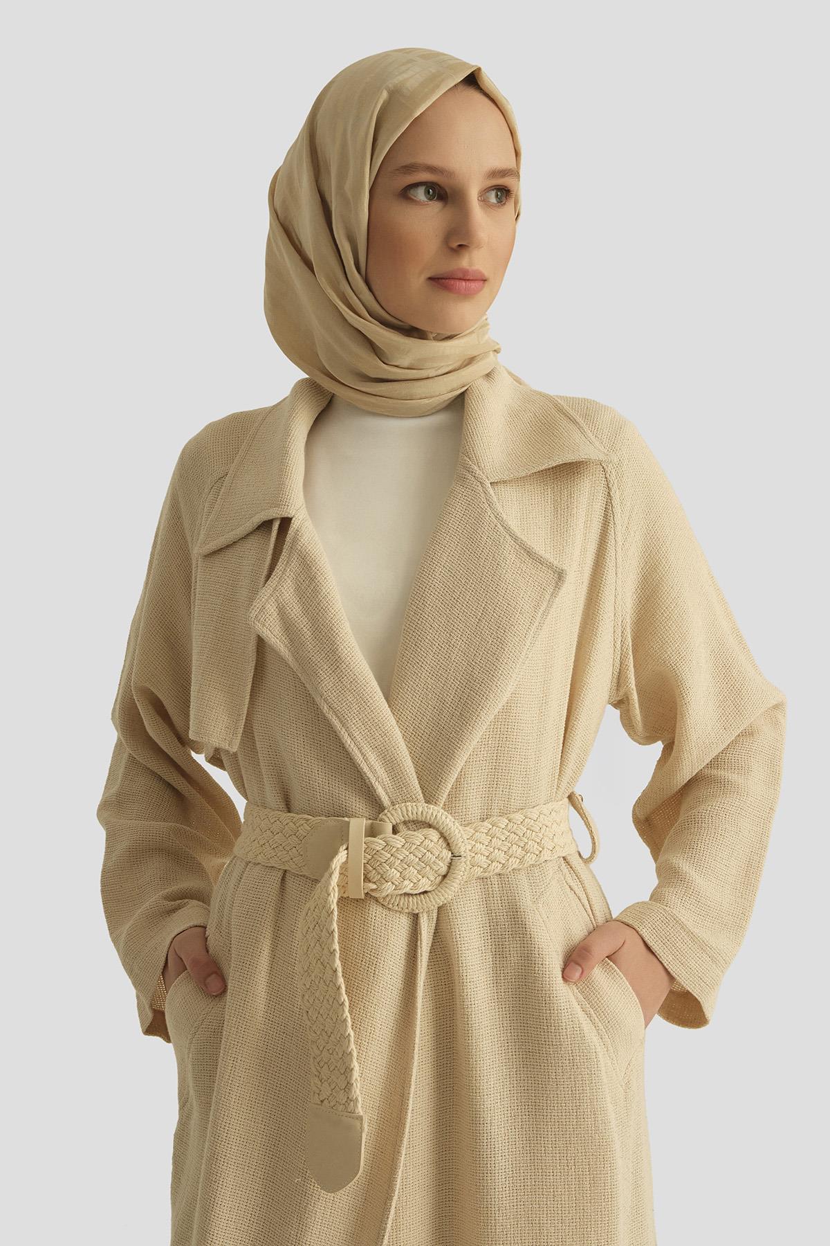 ARMİNE Natural Kumaşlı Trençkot 25Y8203 Ekru