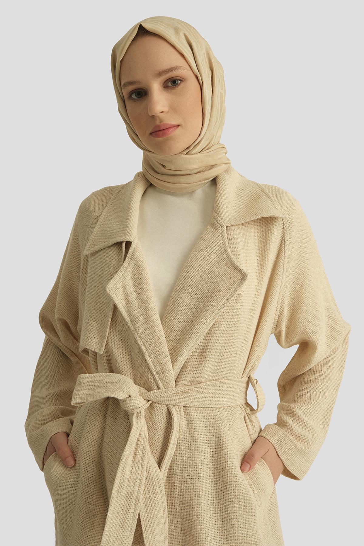 ARMİNE Natural Kumaşlı Trençkot 25Y8203 Ekru görsel 2