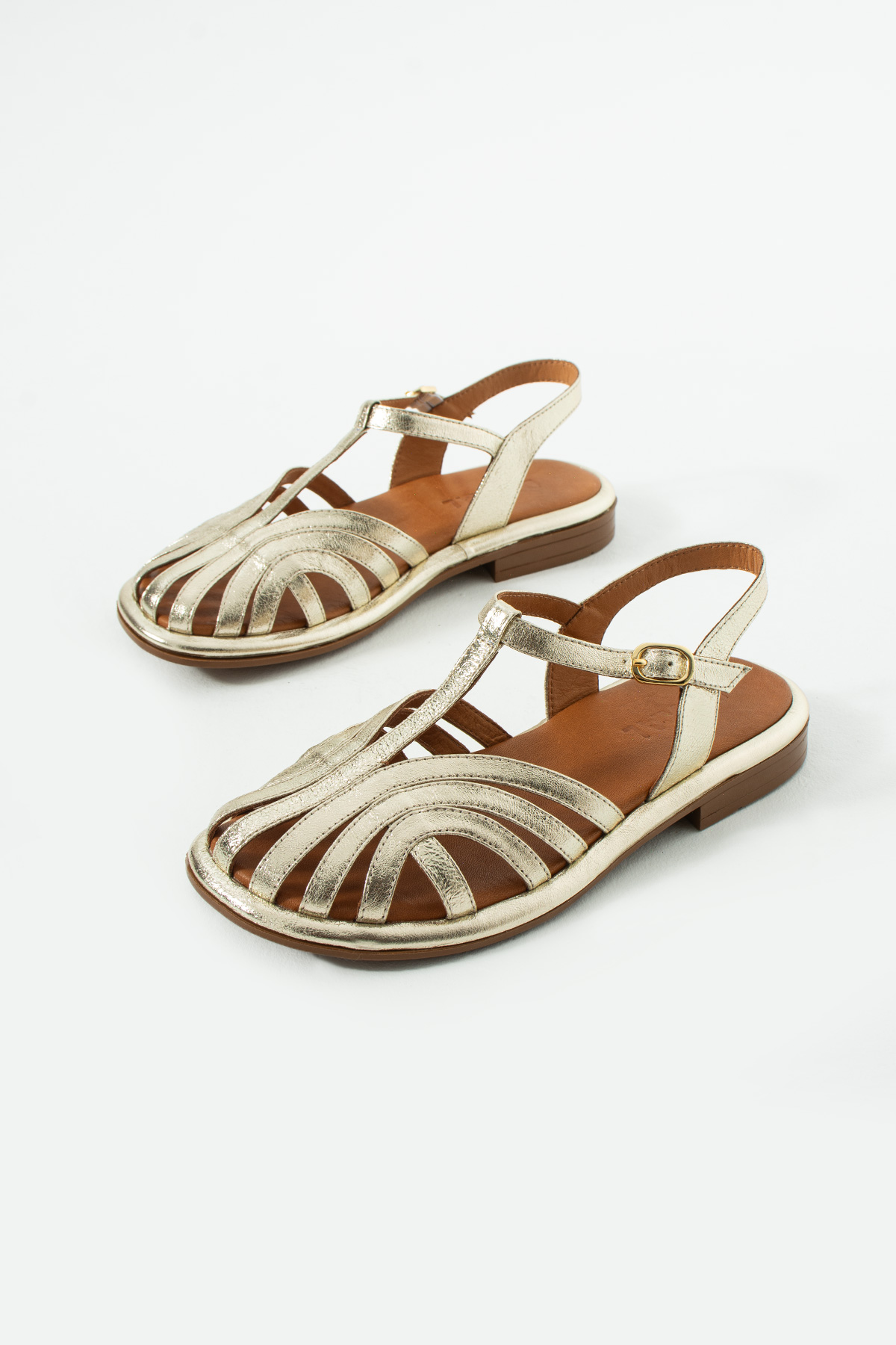 DUXAL SHOES Charlotte Hakiki Deri Kafesli T-Bant Sandalet görsel 2