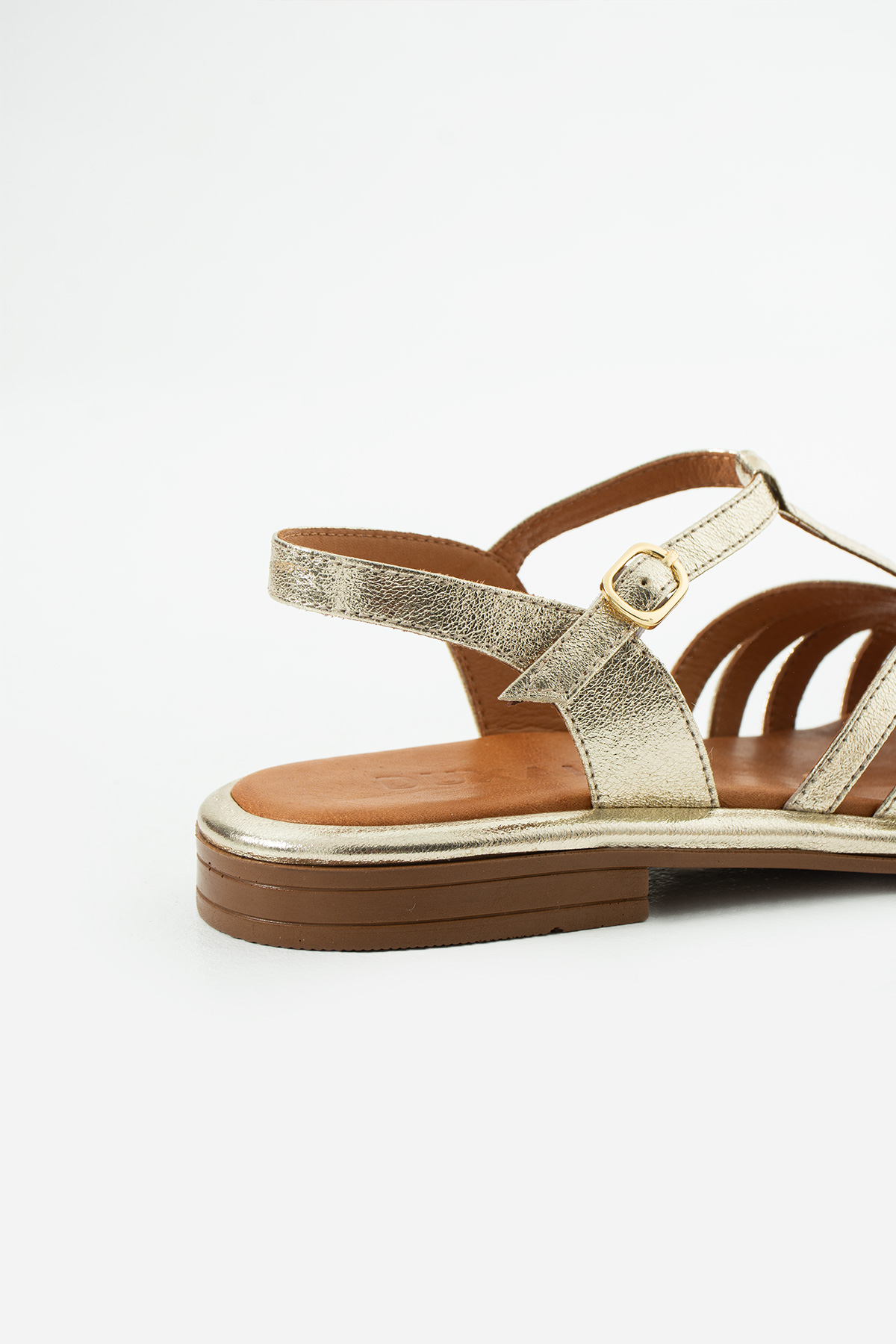 DUXAL SHOES Charlotte Hakiki Deri Kafesli T-Bant Sandalet görsel 5