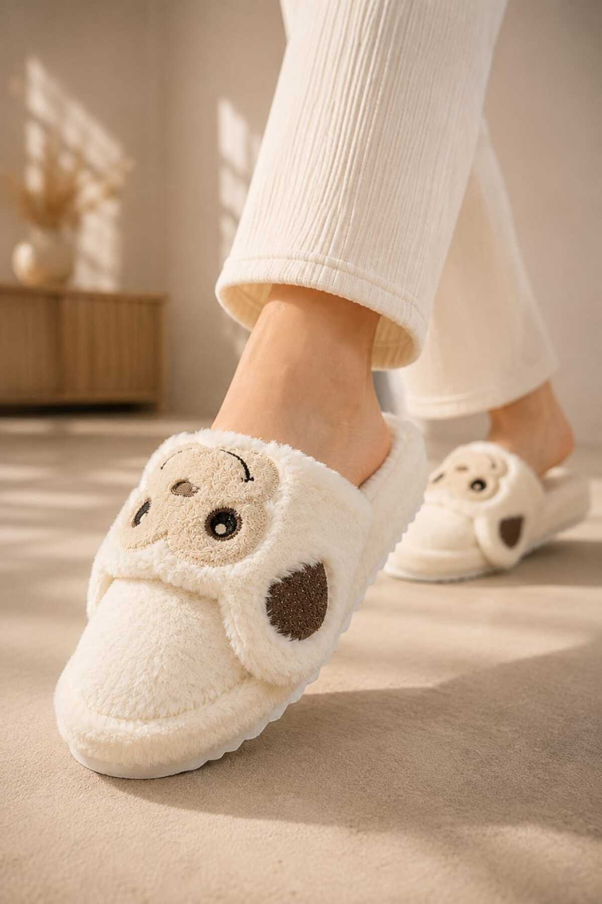 Slipcat Maymun Figürlü, Yumuşak, Sıcak Tutan, Rahat, Kışlık Panduf, Pelüş Ev Terliği görsel 2