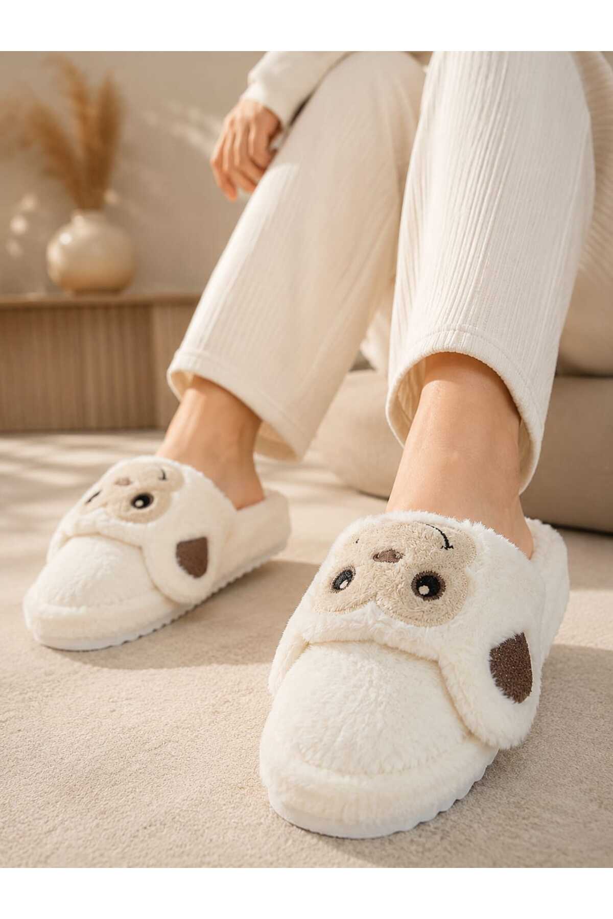 Slipcat Maymun Figürlü, Yumuşak, Sıcak Tutan, Rahat, Kışlık Panduf, Pelüş Ev Terliği görsel 3
