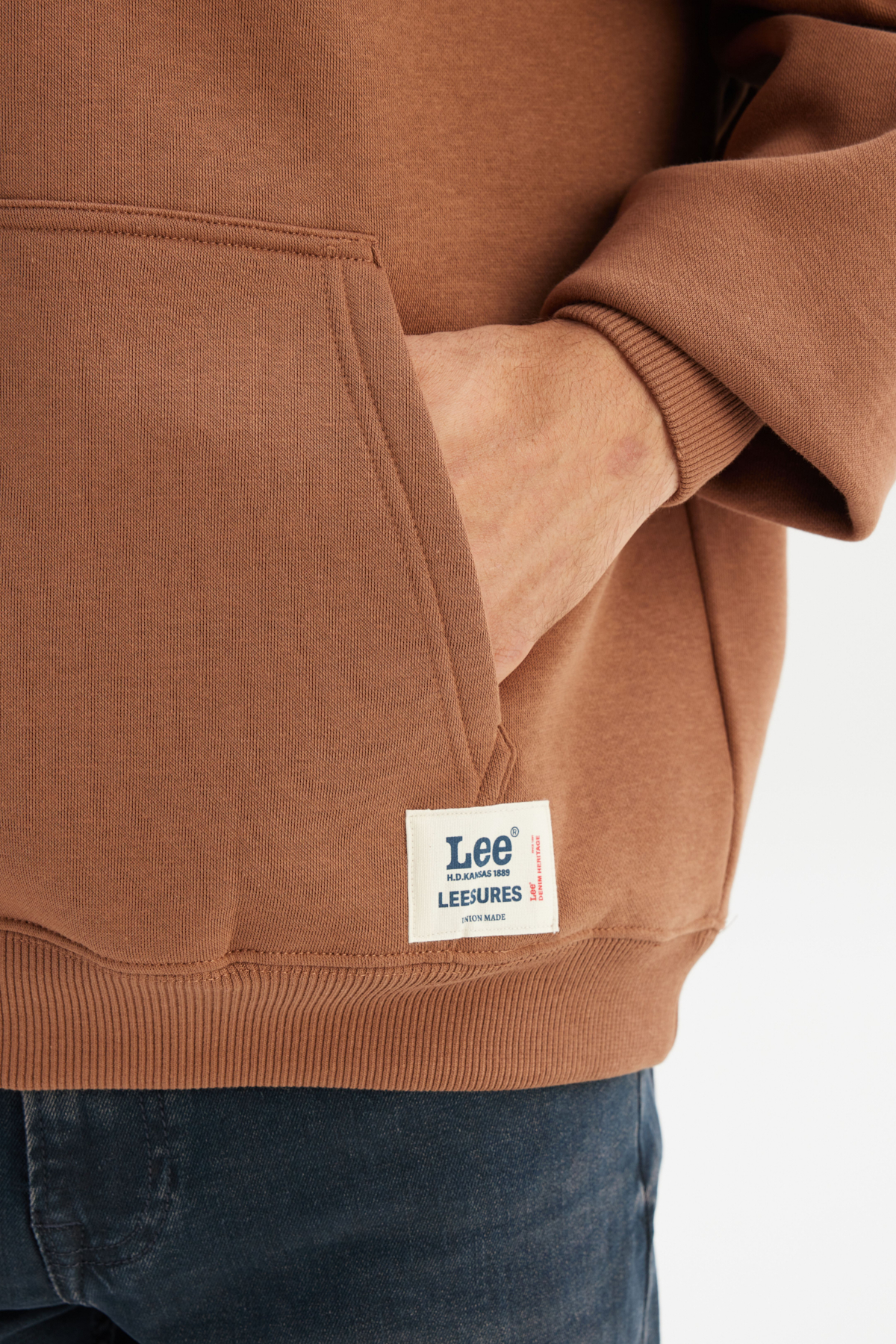 Lee Pamuklu Regular Fit Kapüşonlu İçi Polarlı Sweatshirt görsel 5