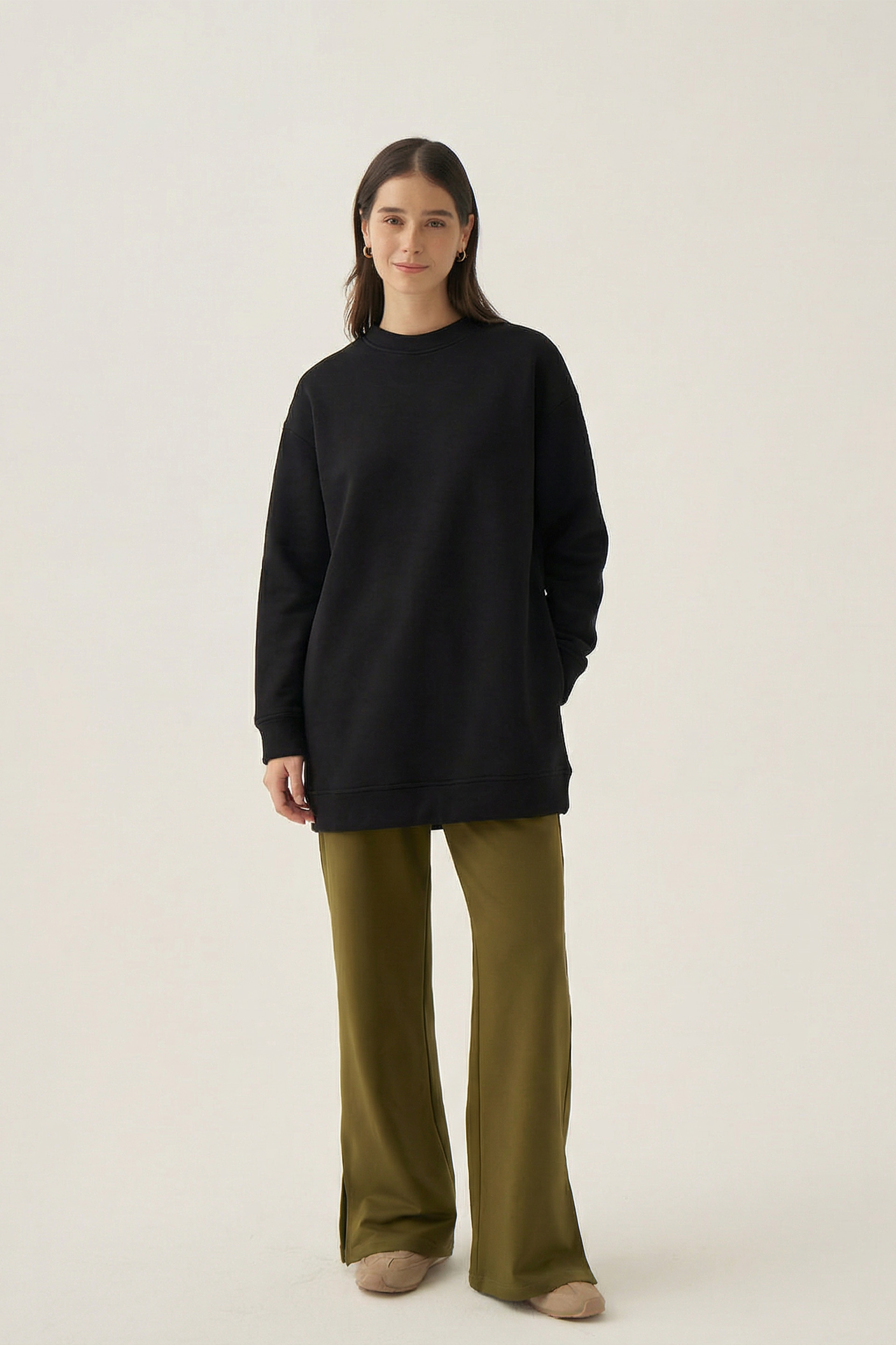 ALLDAY Siyah-Bisiklet Yaka Sweatshirt