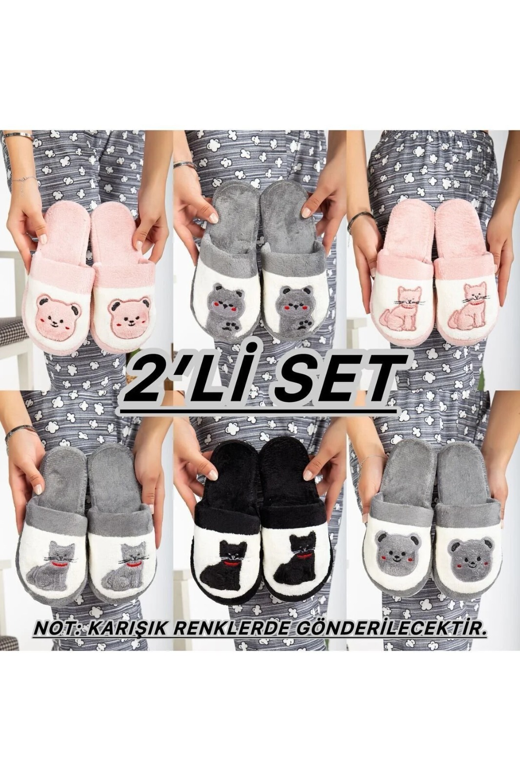 Slipcat Unisex Nakışlı Kadife Ev Terliği